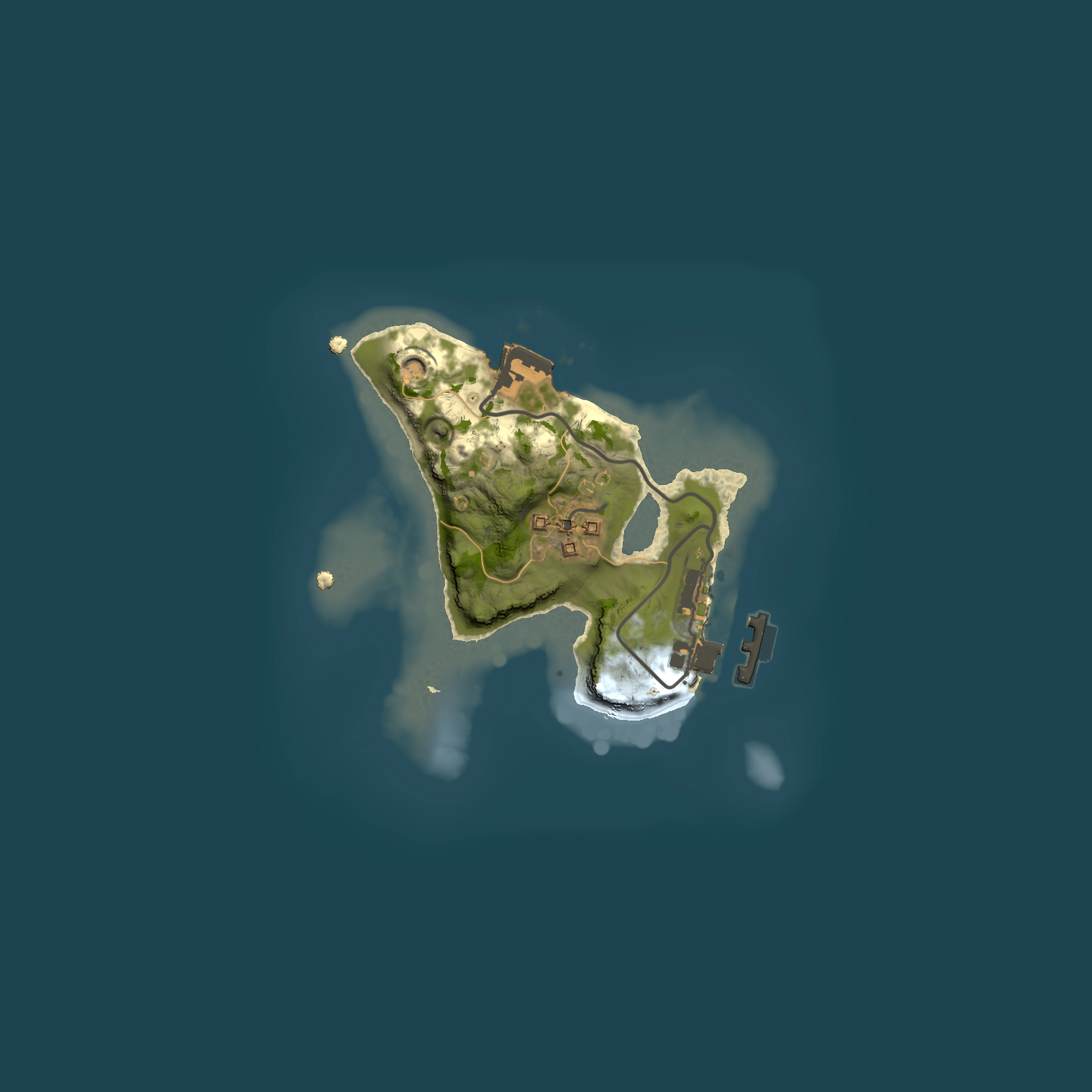 Full top-down render of Rust map seed 2070413592, 1500x1500m