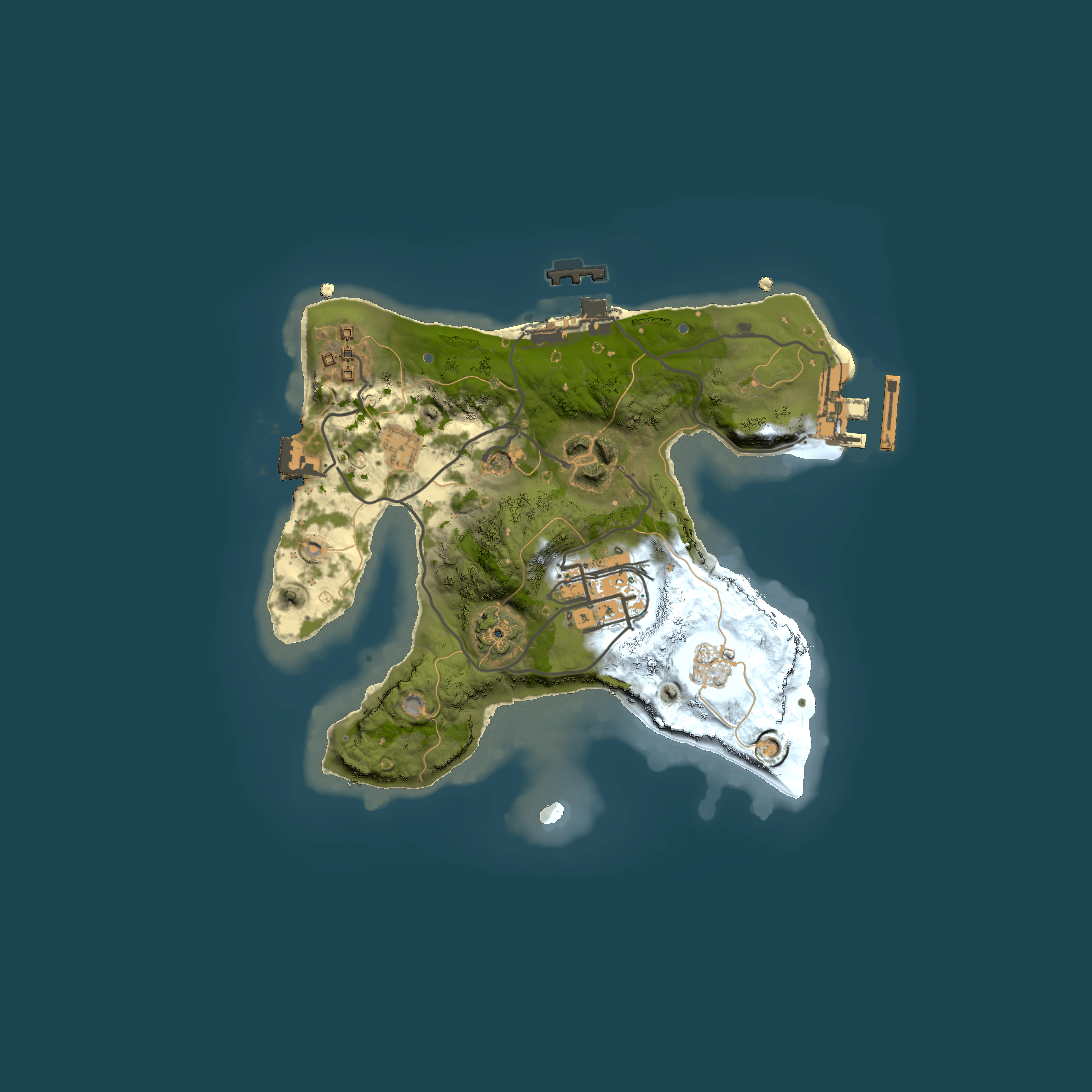 Full top-down render of Rust map seed 1803302306, 2000x2000m