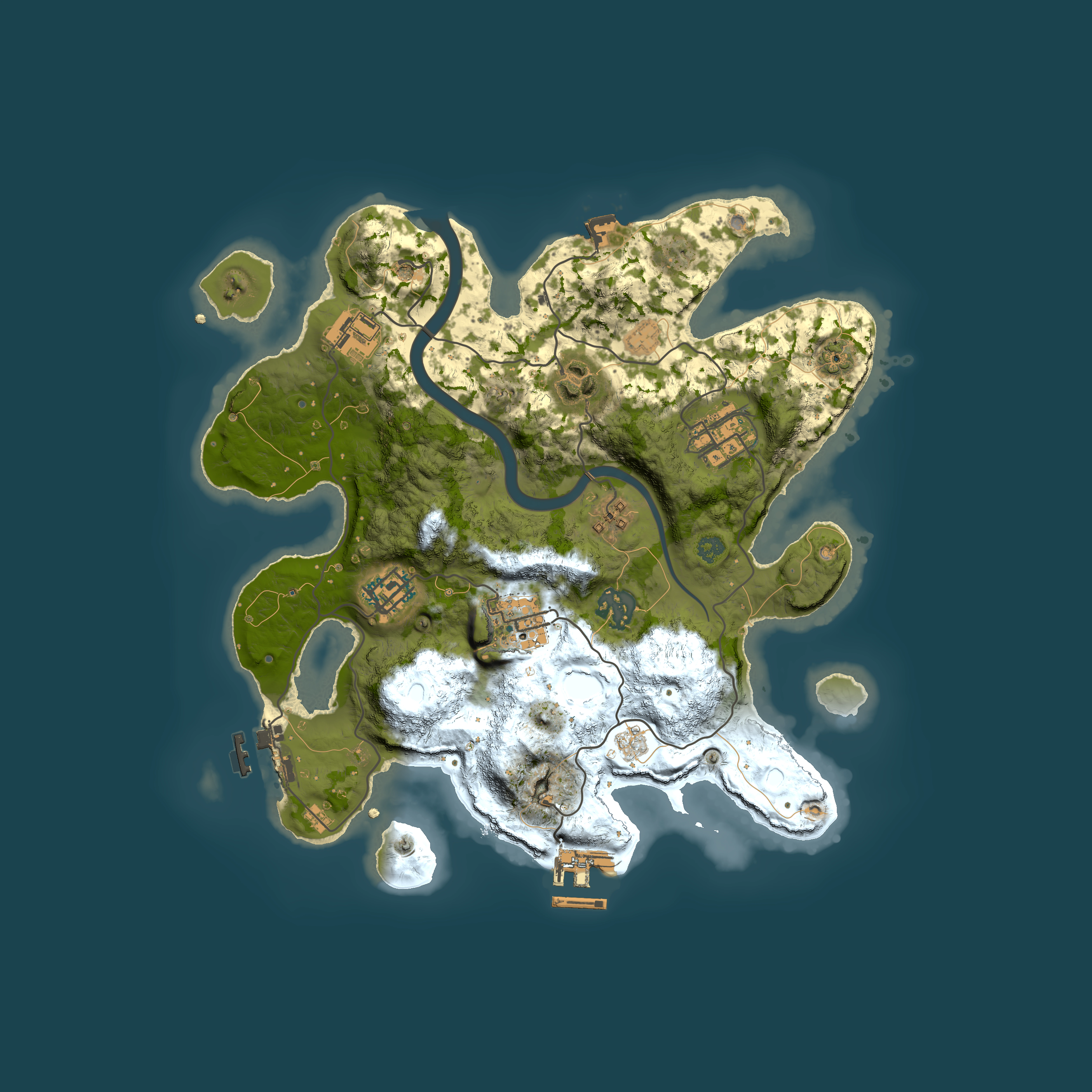 Full top-down render of Rust map seed 252151771, 3000x3000m