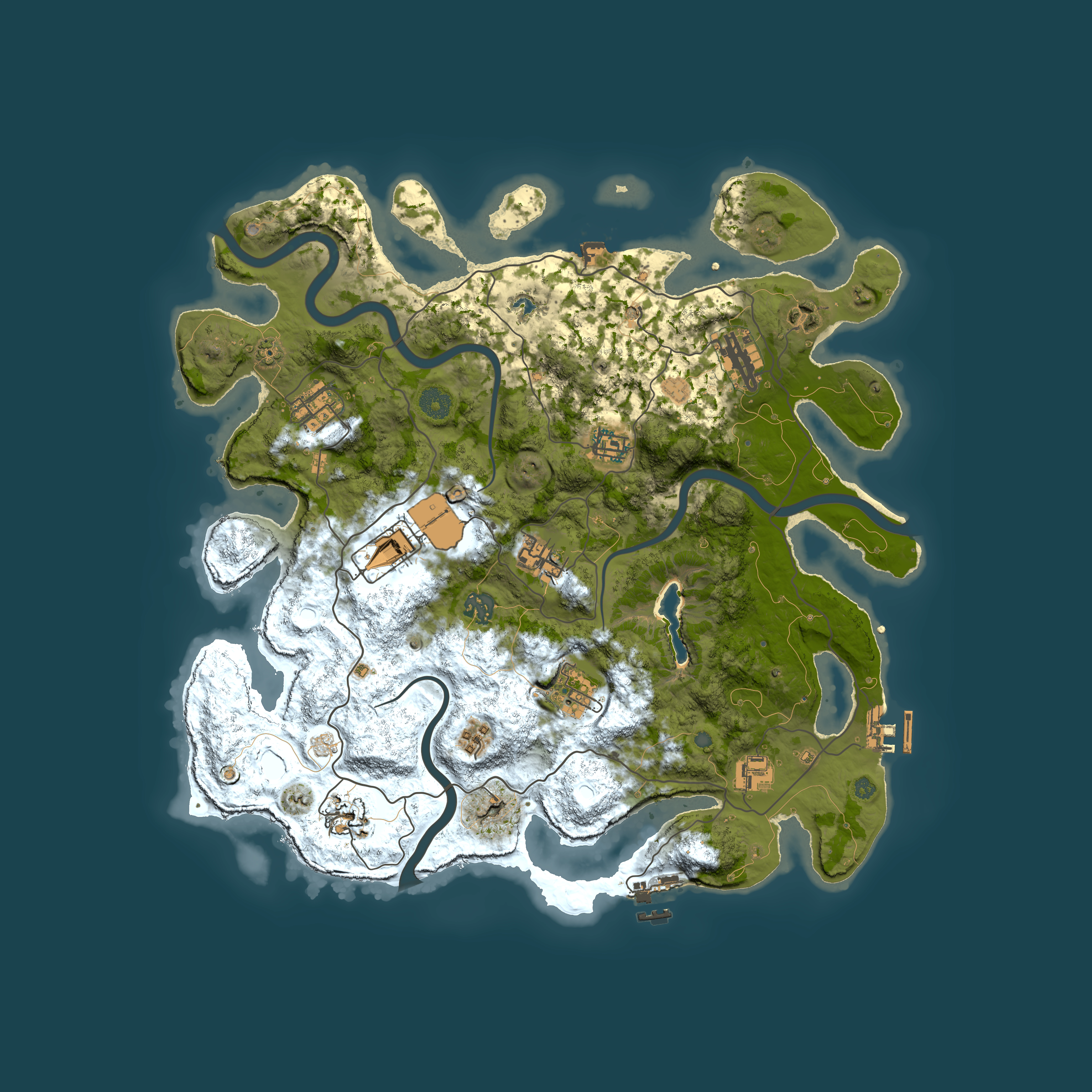 Full top-down render of Rust map seed 994881857, 4000x4000m