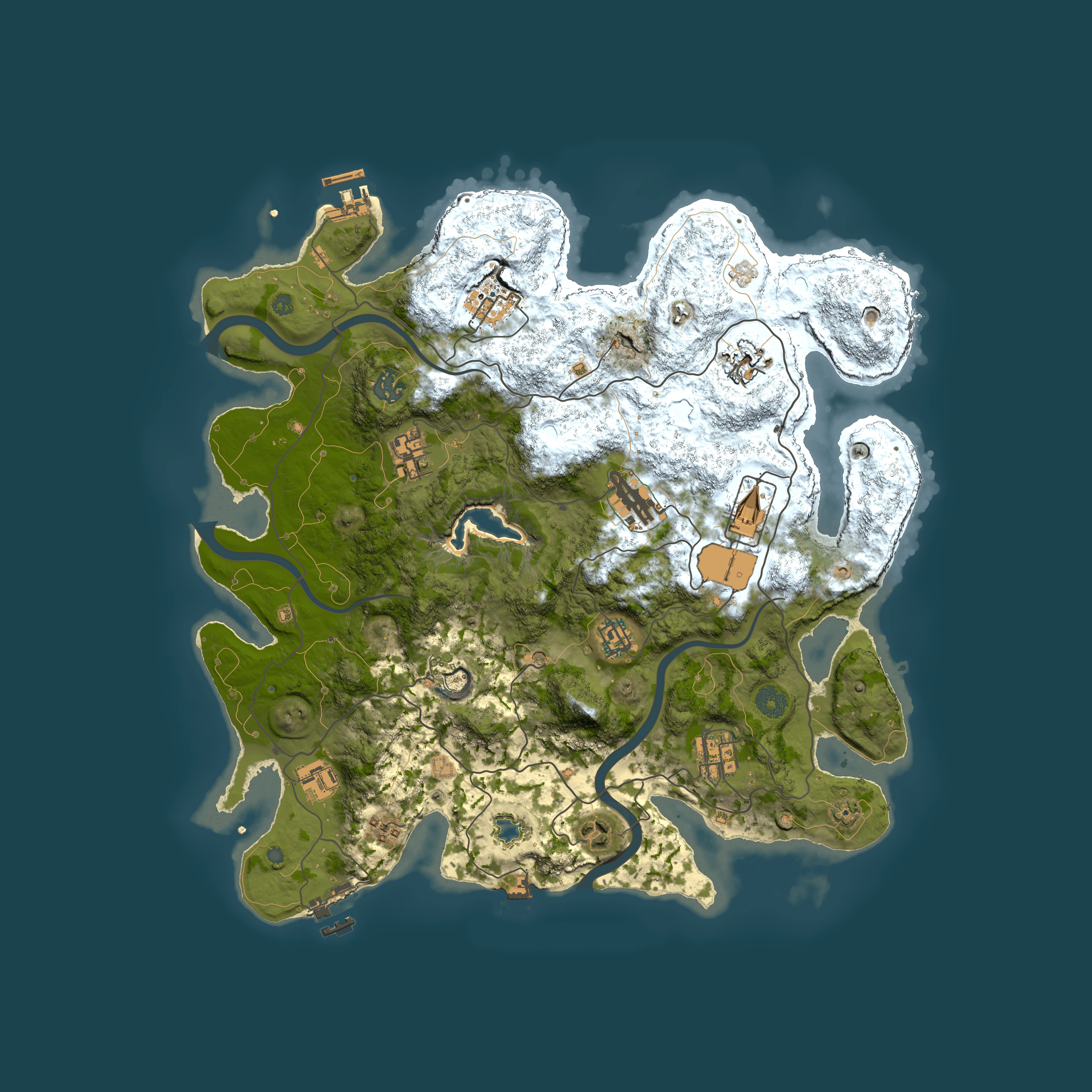 Full top-down render of Rust map seed 911678897, 4000x4000m