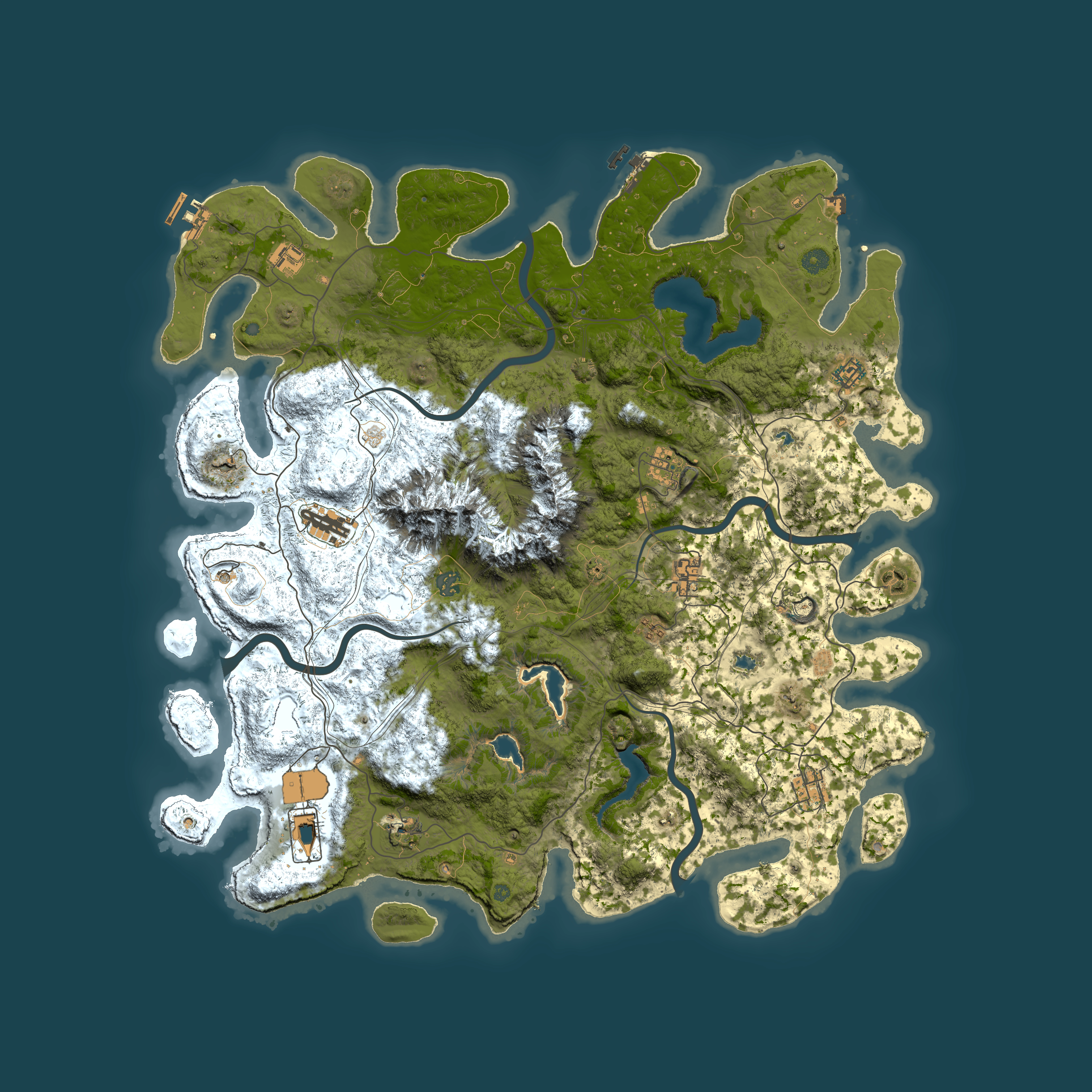Full top-down render of Rust map seed 1852062024, 5000x5000m
