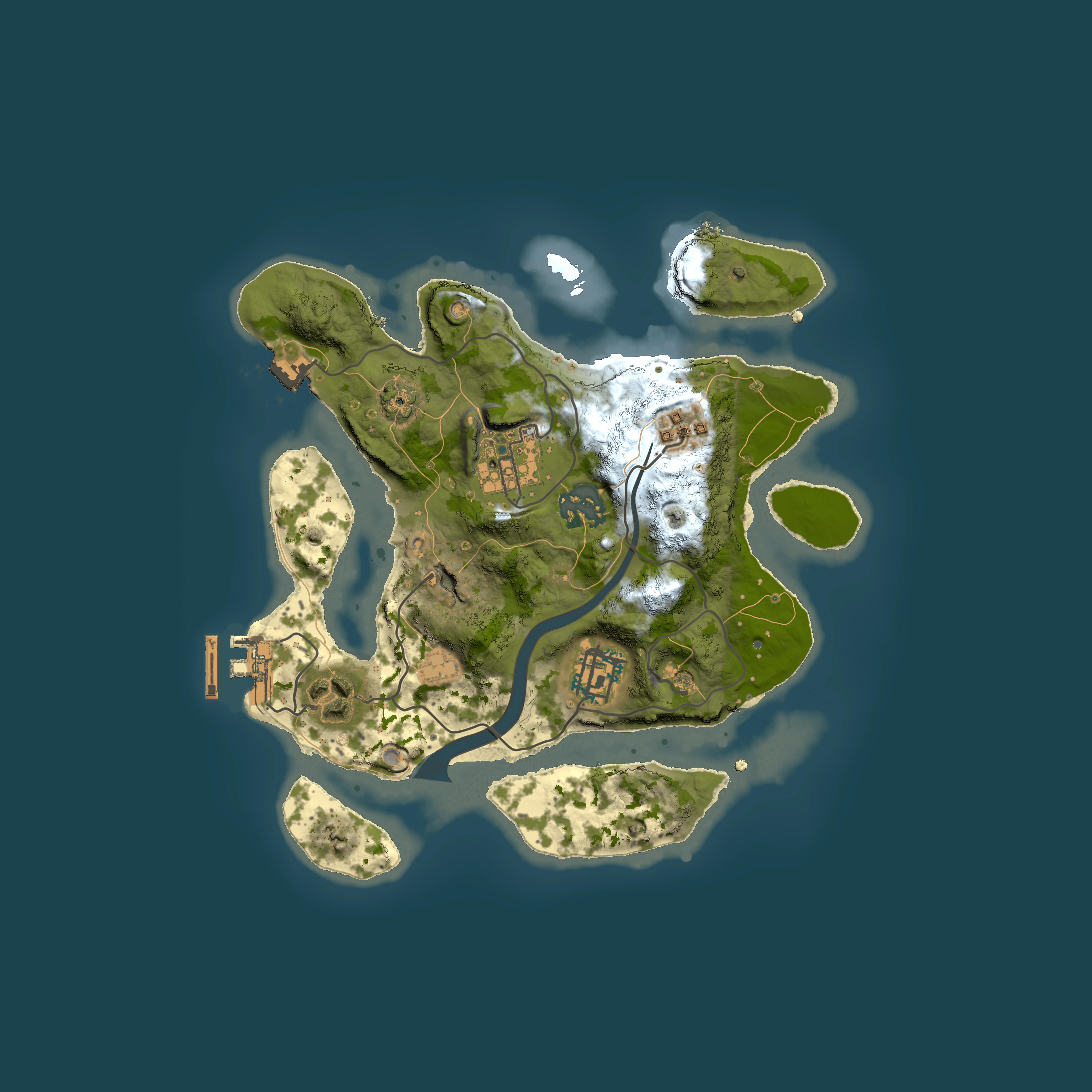 Full top-down render of Rust map seed 1560525826, 2500x2500m