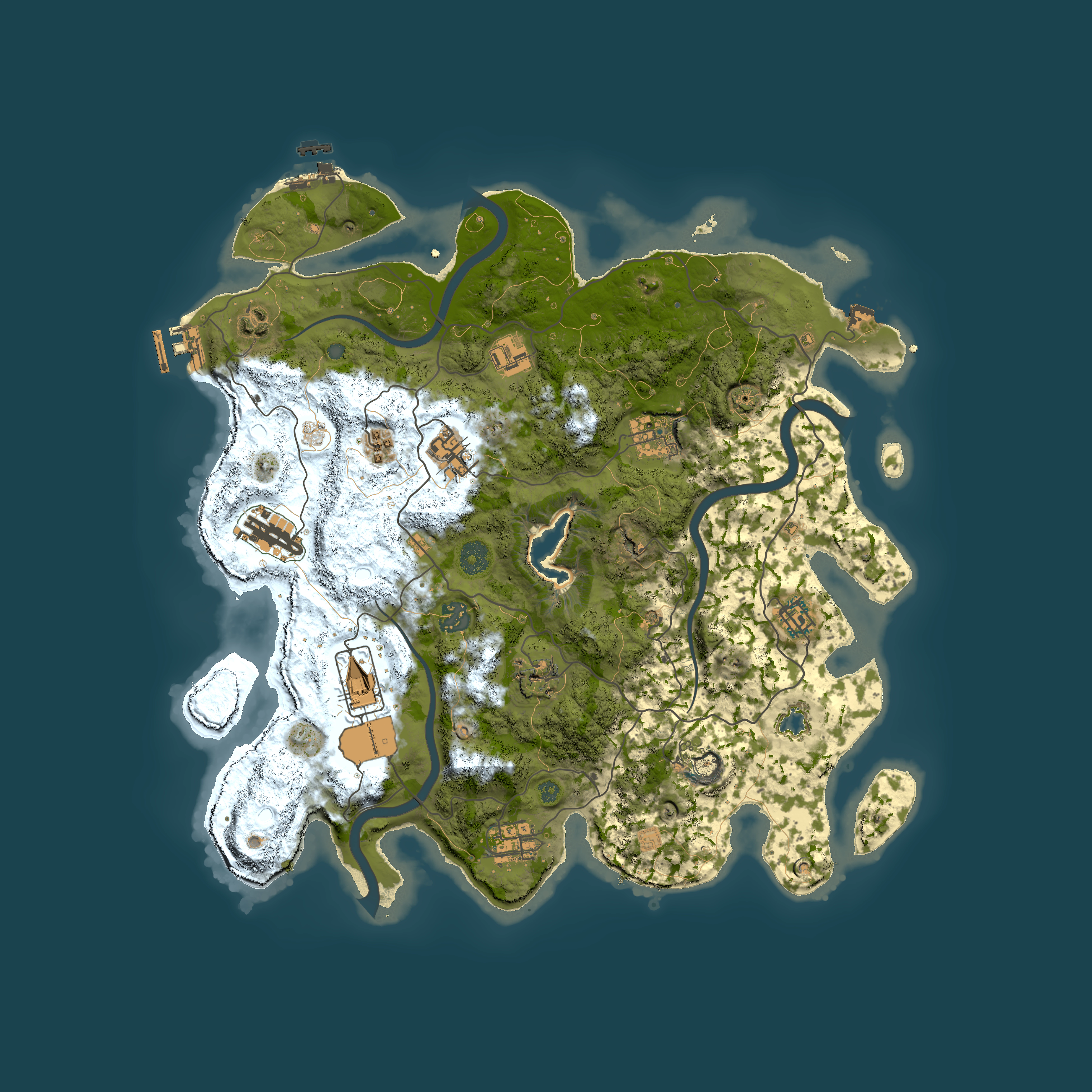 Full top-down render of Rust map seed 1462317395, 4000x4000m