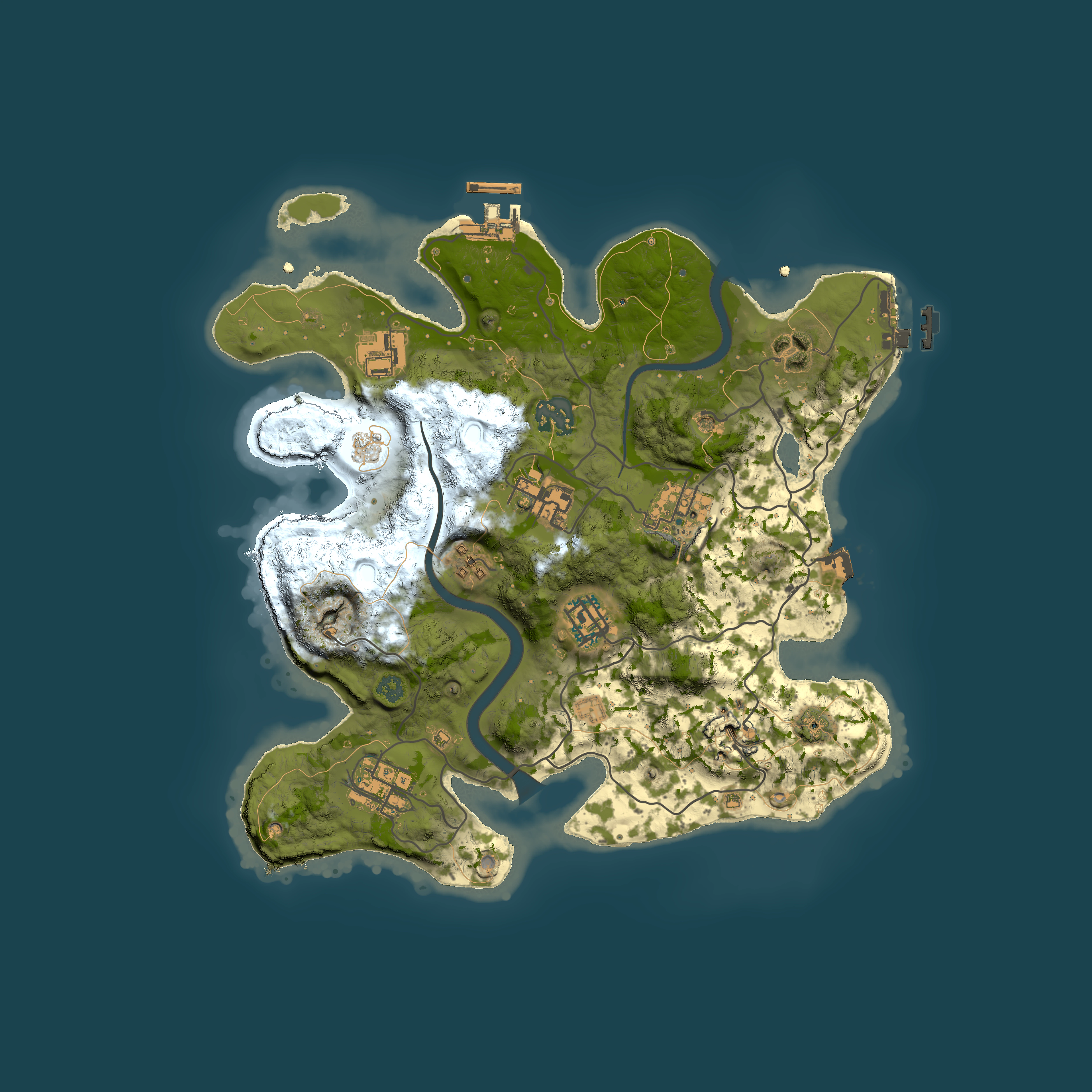 Full top-down render of Rust map seed 366774045, 3000x3000m