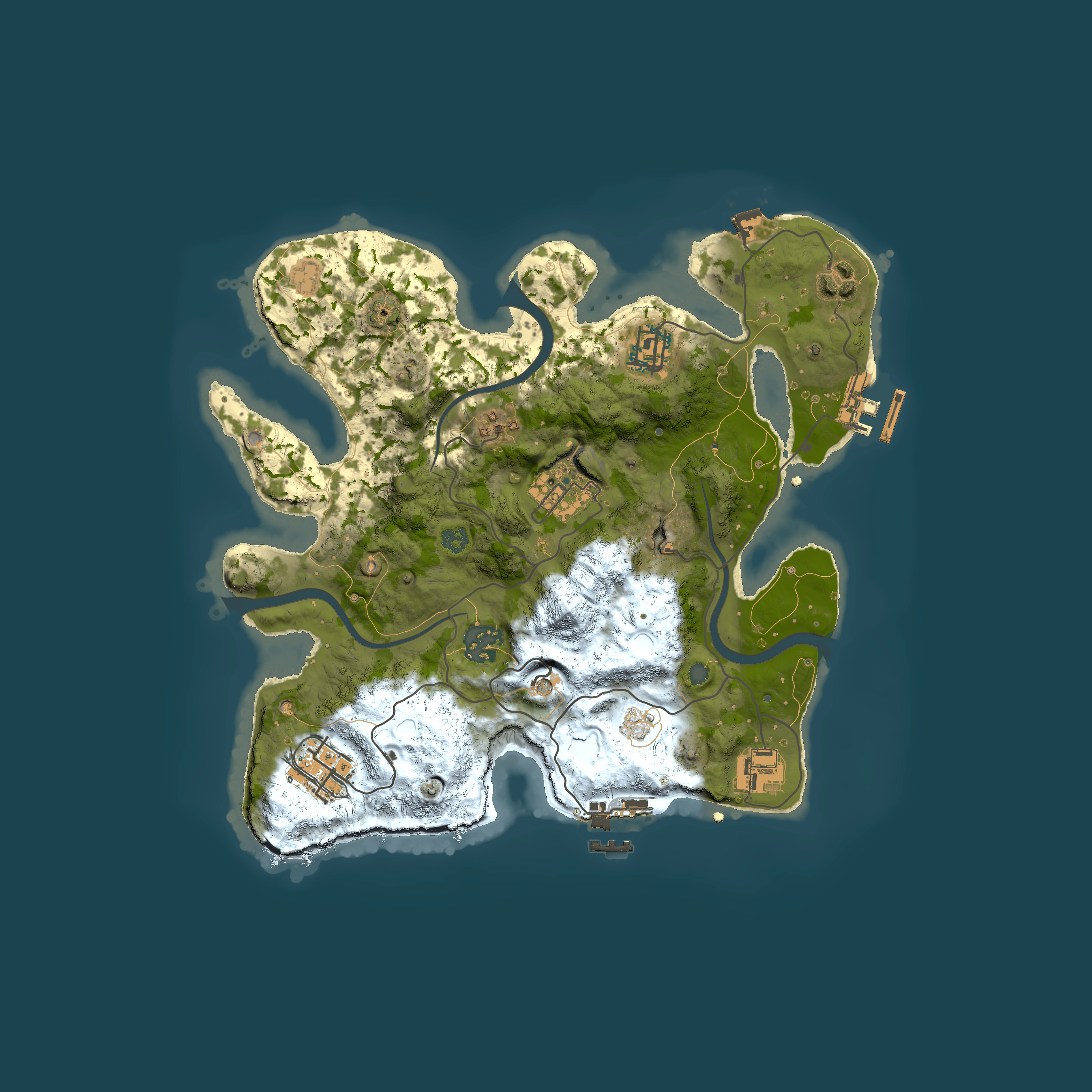 Full top-down render of Rust map seed 1891867641, 3000x3000m