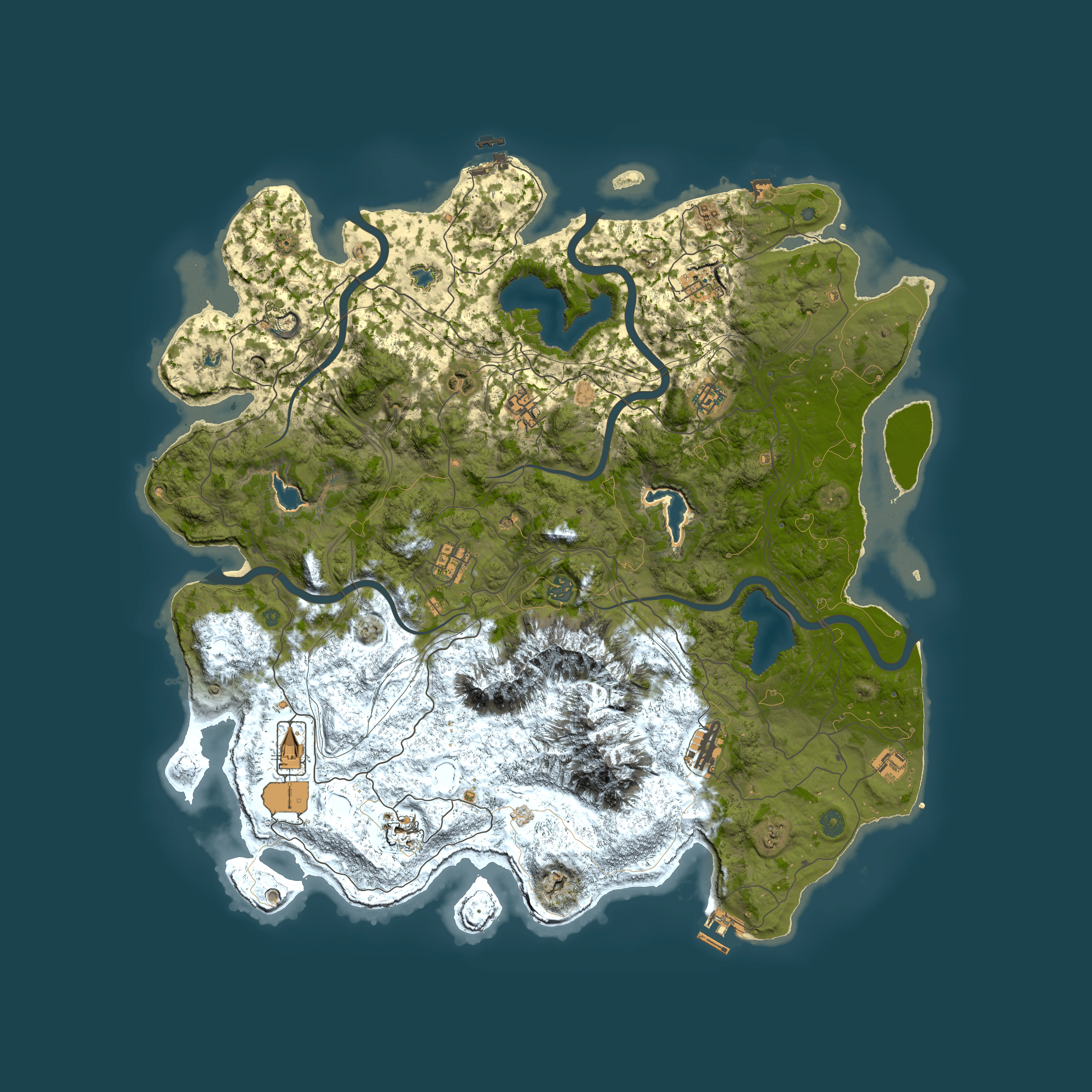 Full top-down render of Rust map seed 592313522, 5000x5000m