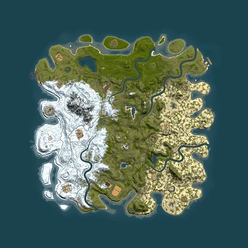 Rust map seed 1258145053, 5000x5000m top-down preview