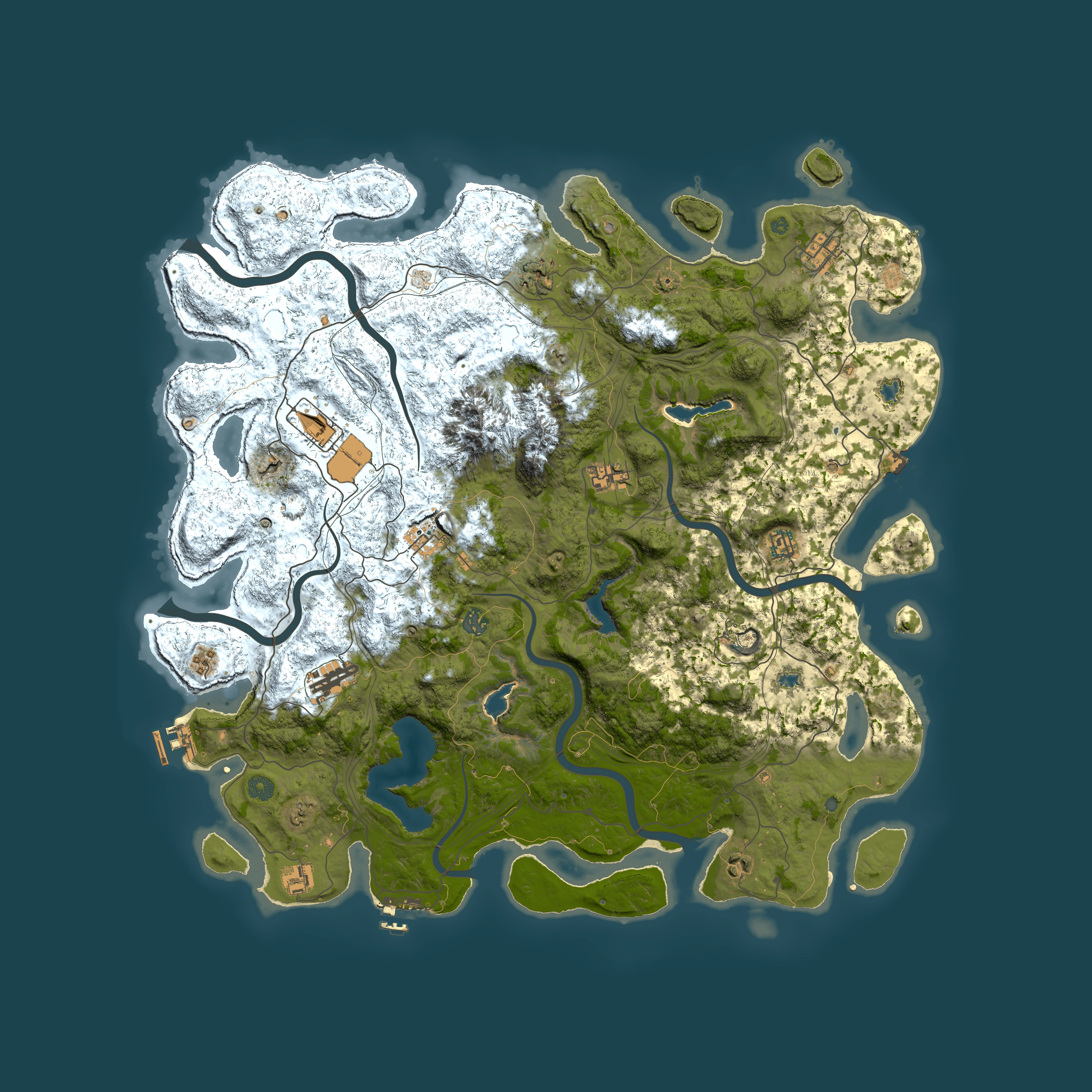 Full top-down render of Rust map seed 1435408779, 5000x5000m