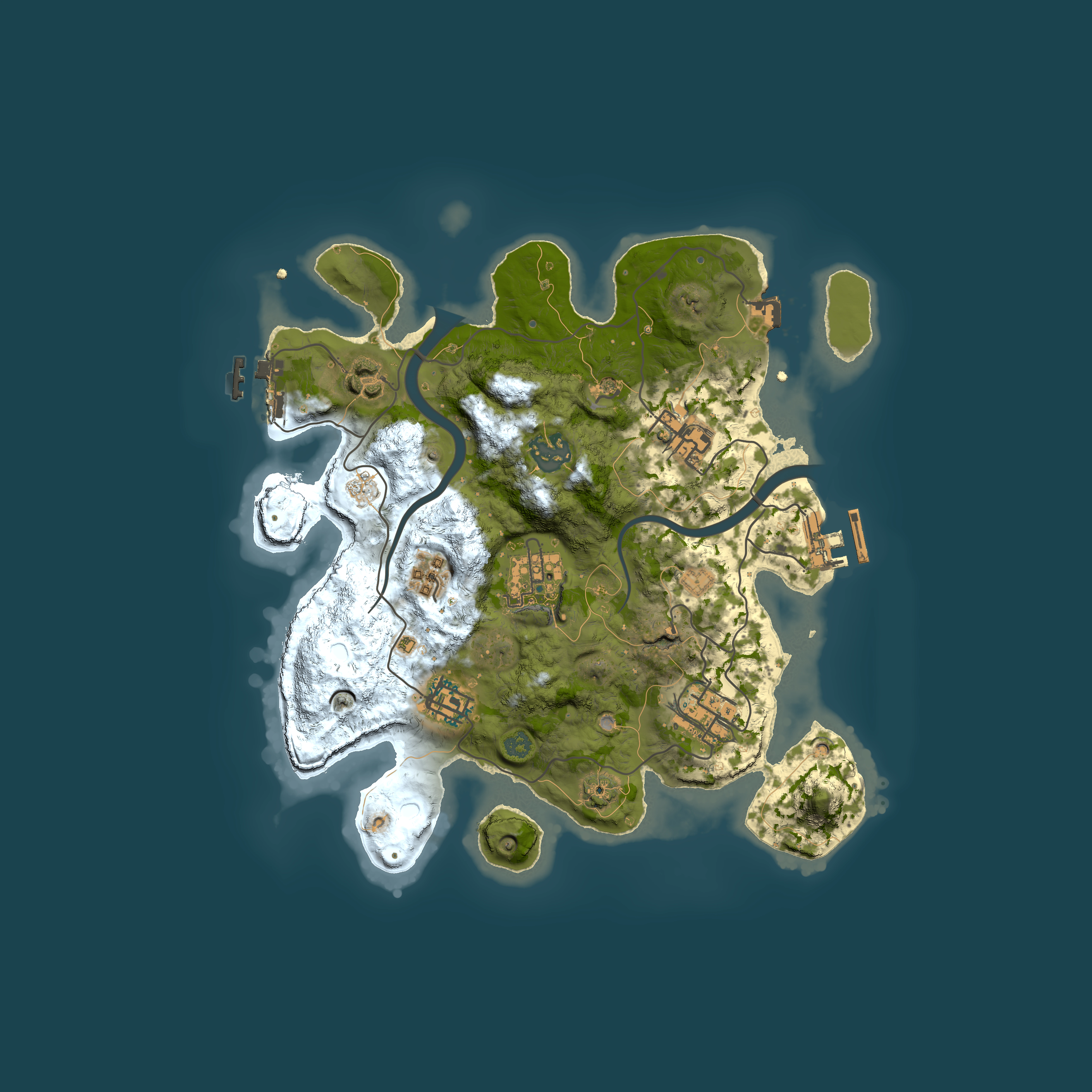 Full top-down render of Rust map seed 2040865523, 3000x3000m