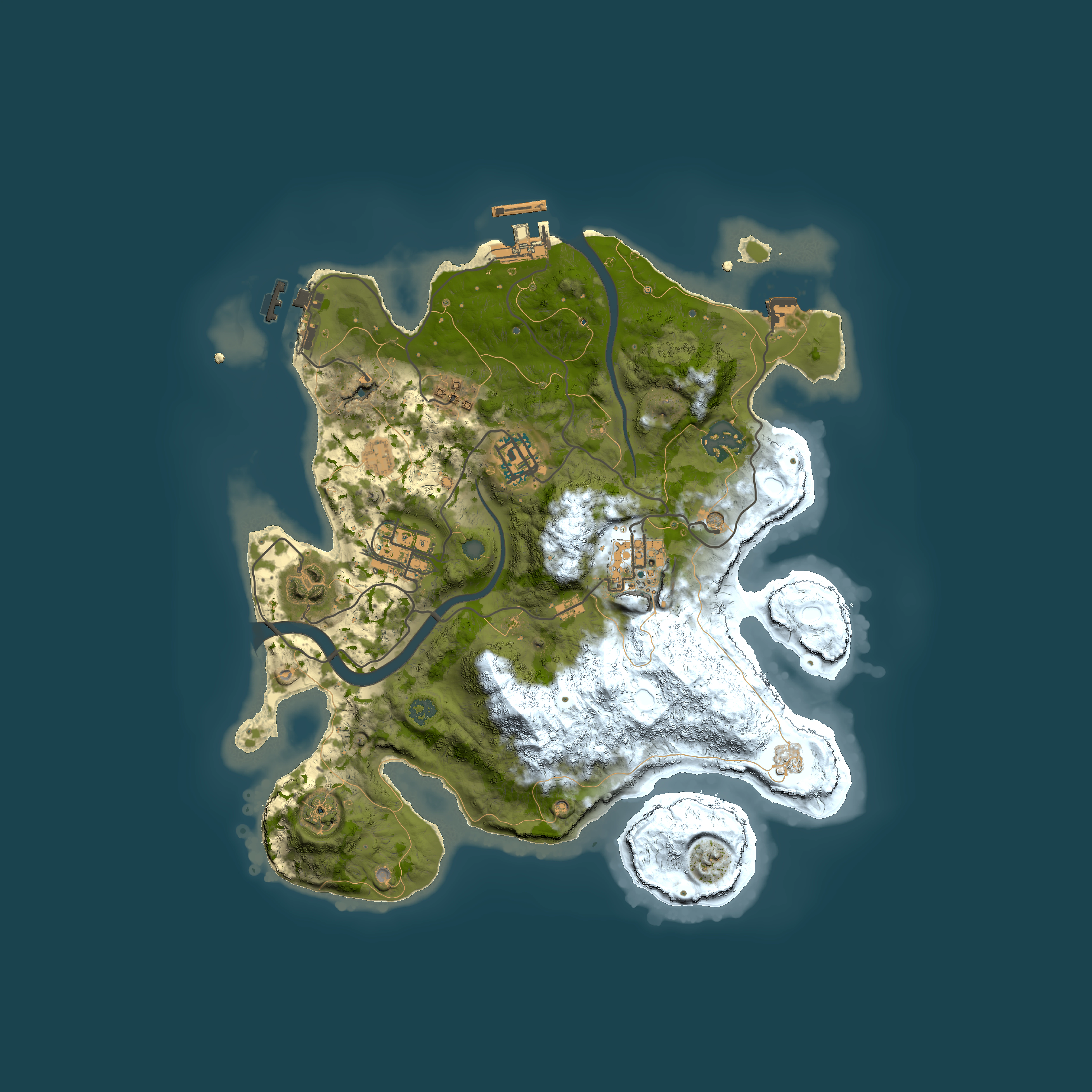 Full top-down render of Rust map seed 702502458, 3000x3000m