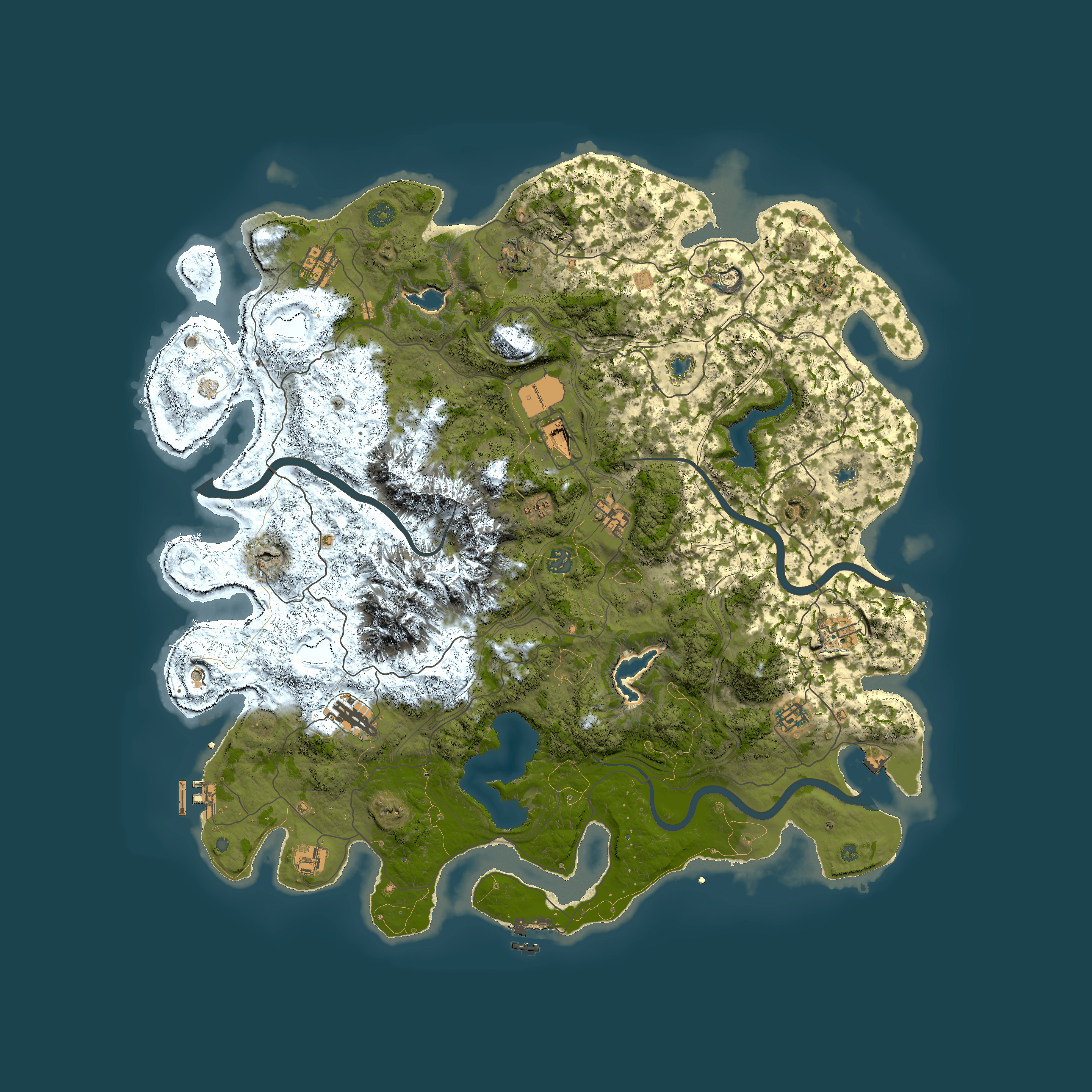 Full top-down render of Rust map seed 1360783350, 5000x5000m