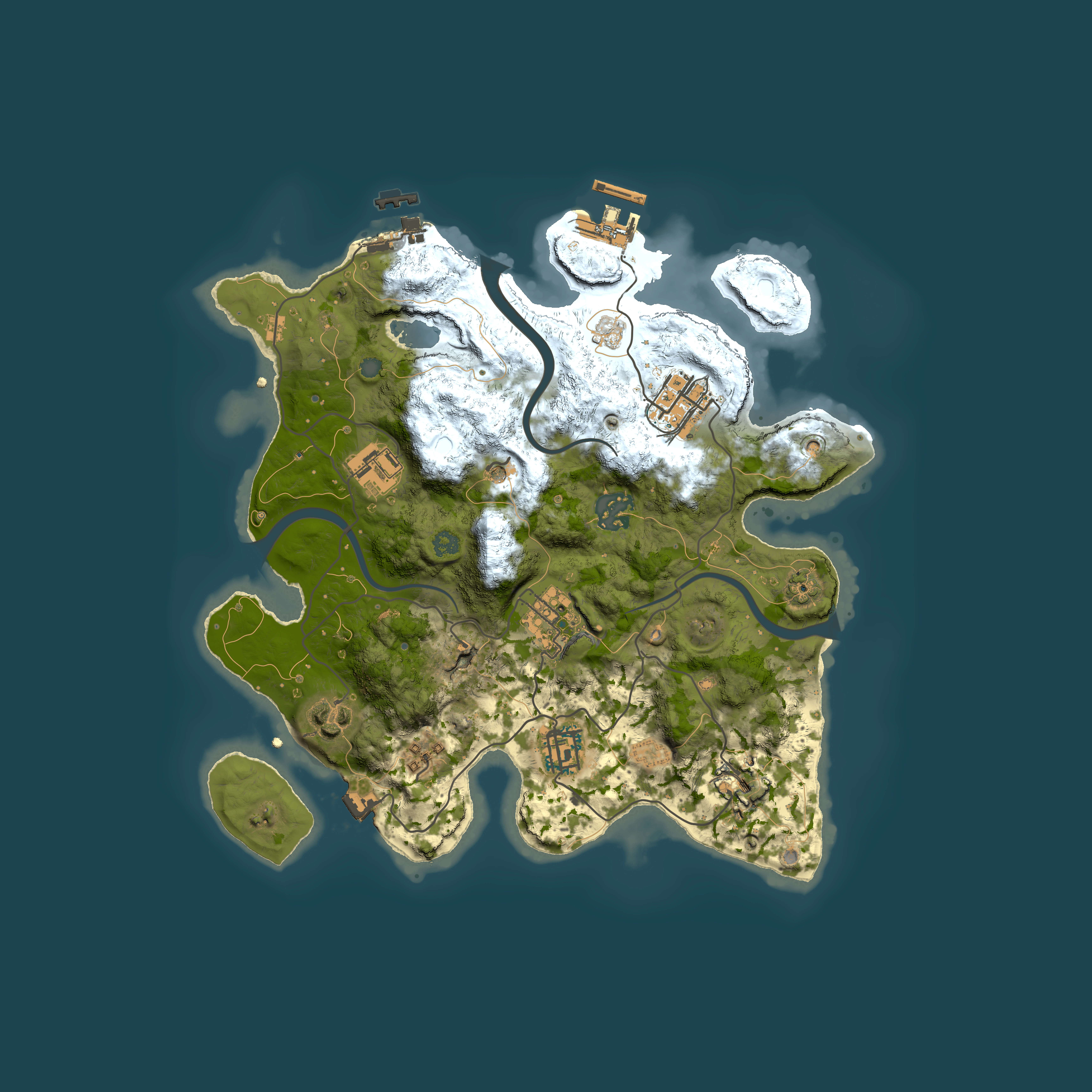 Full top-down render of Rust map seed 1490272392, 3000x3000m