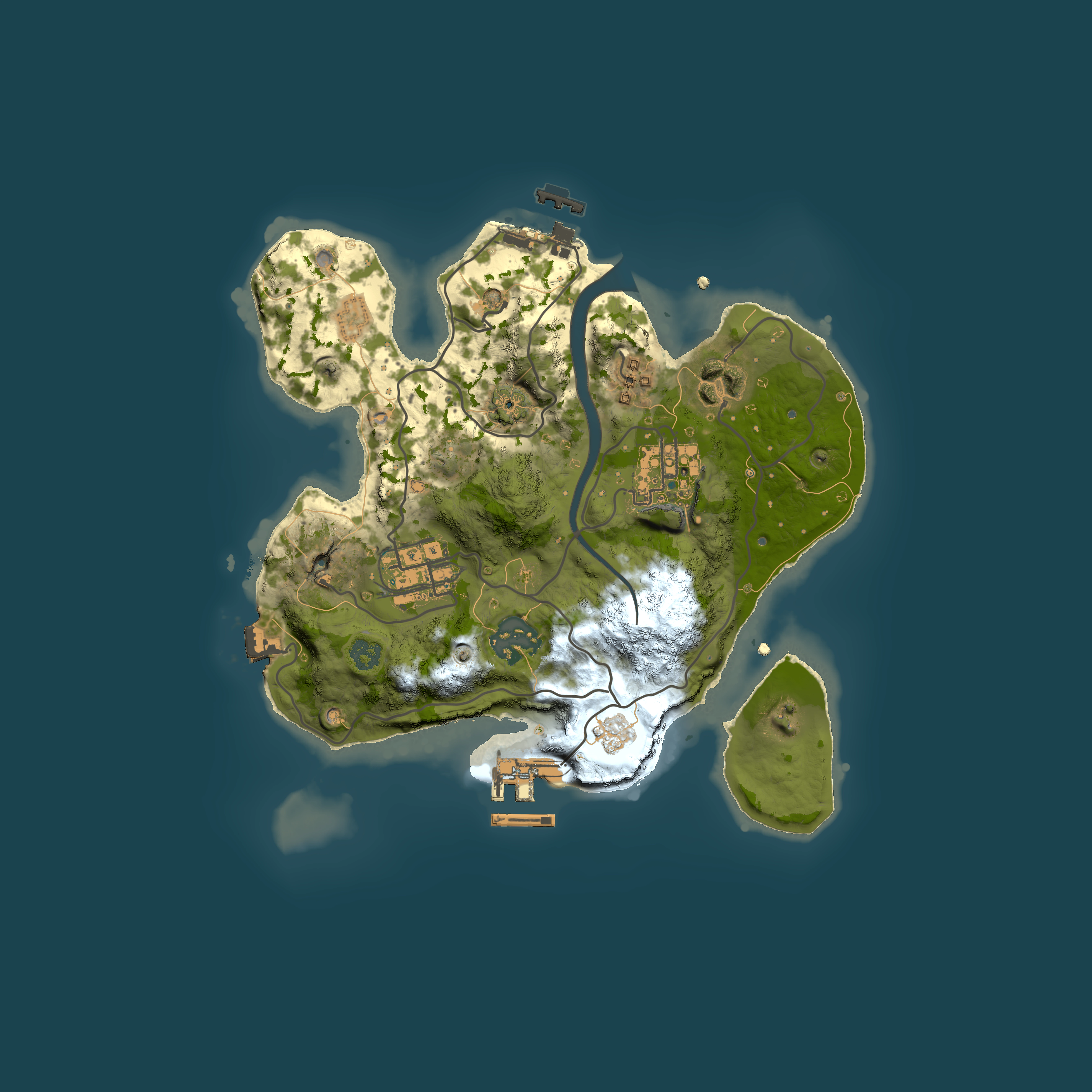 Full top-down render of Rust map seed 1318711284, 2500x2500m