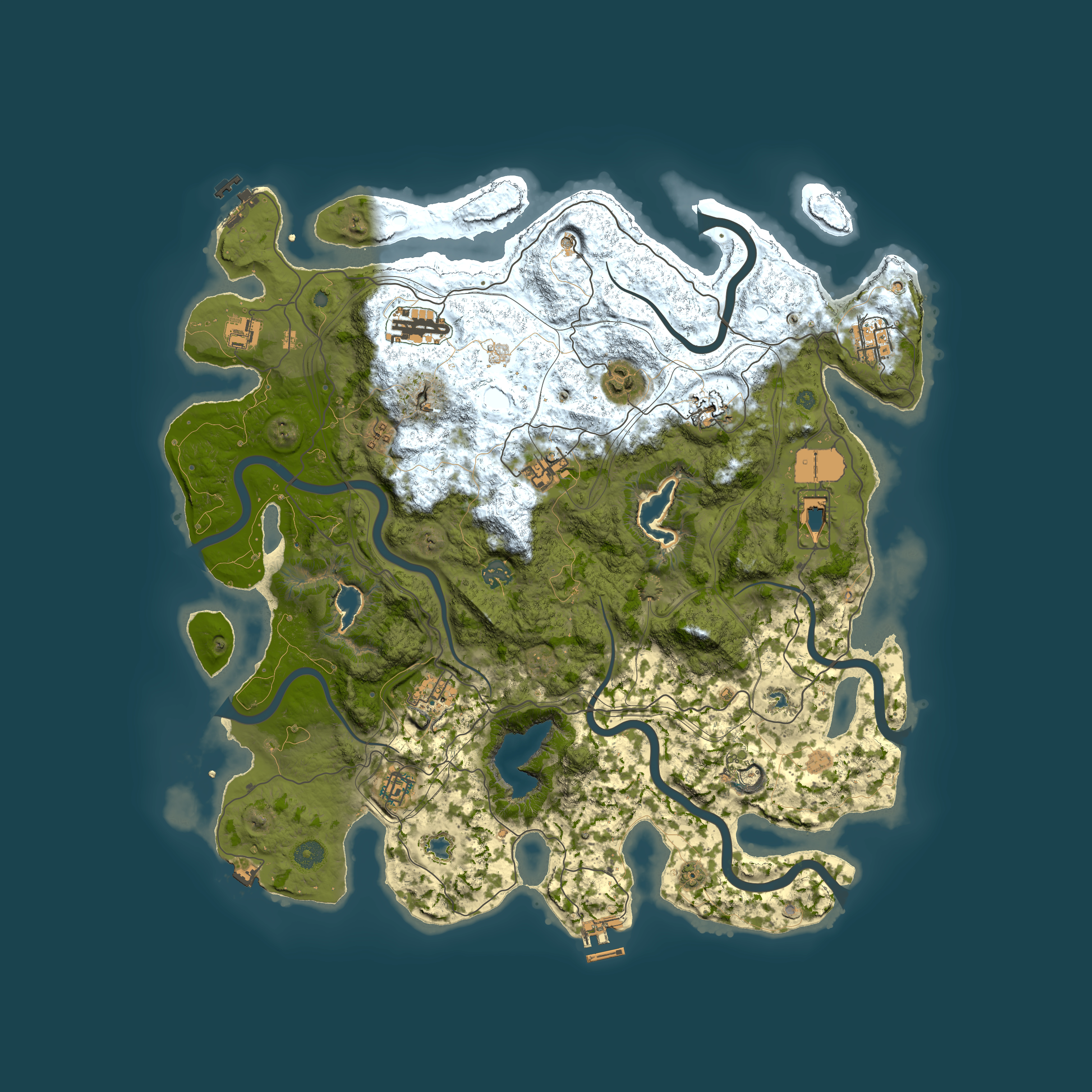 Full top-down render of Rust map seed 1928740238, 4500x4500m