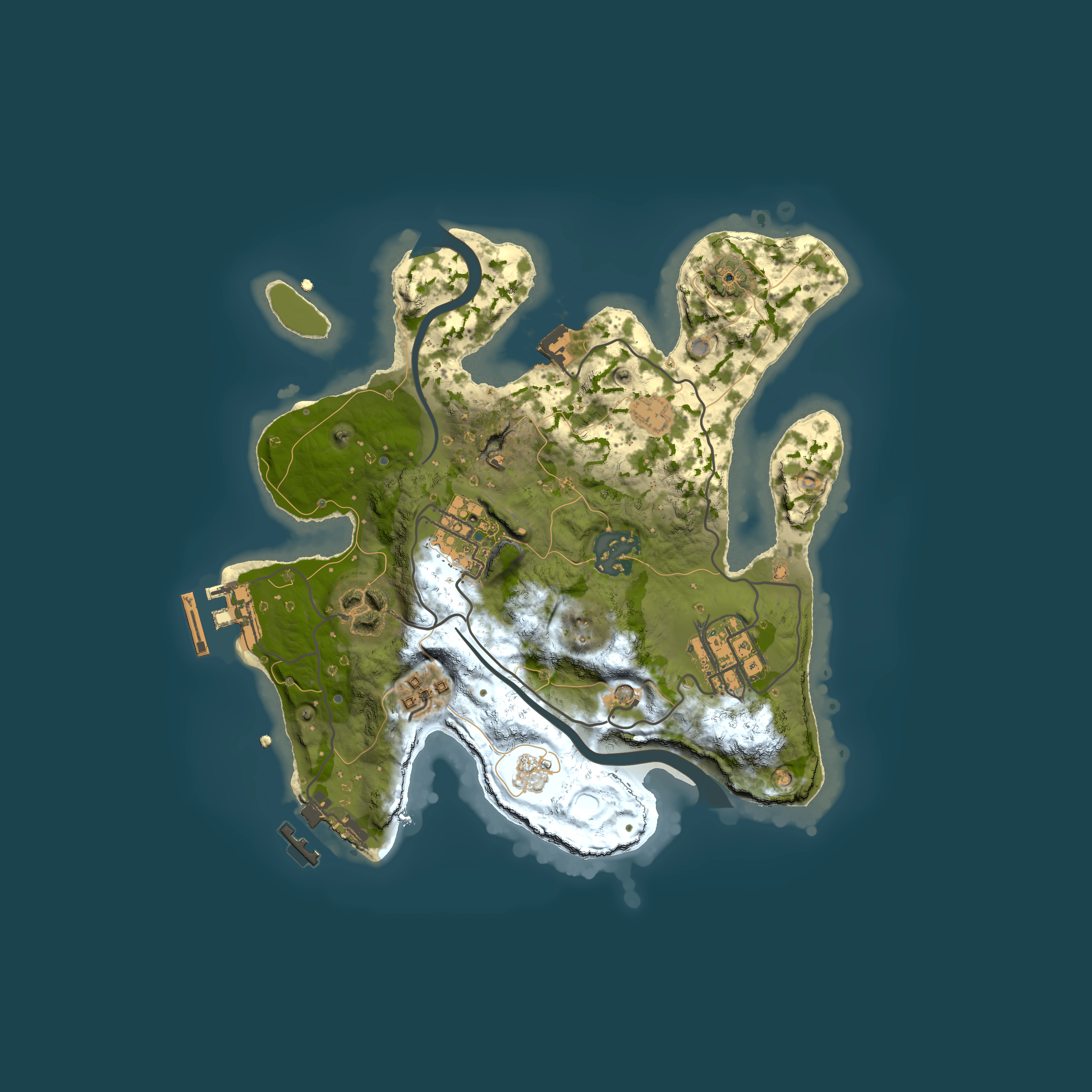 Full top-down render of Rust map seed 594274850, 2500x2500m