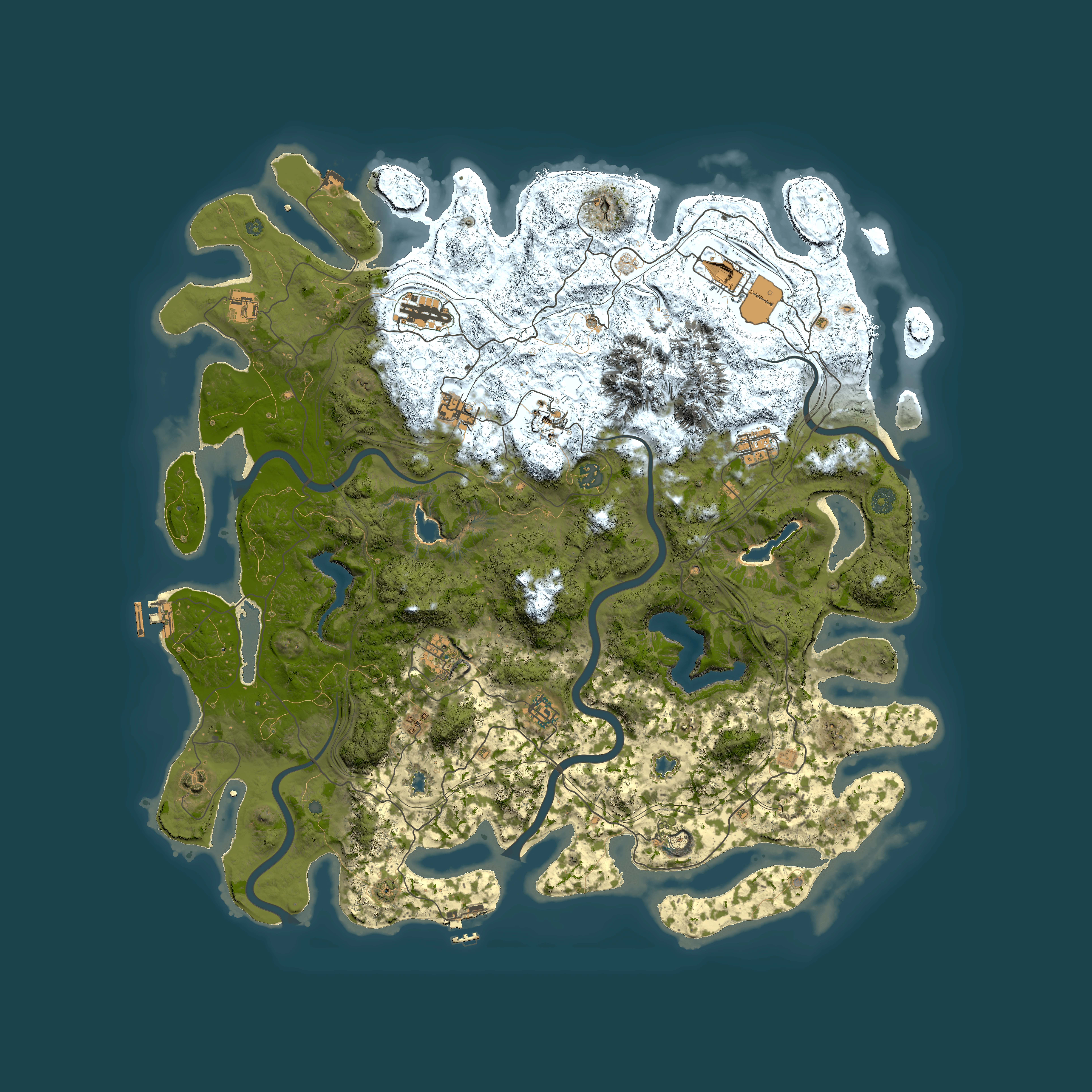 Full top-down render of Rust map seed 1054739065, 5000x5000m