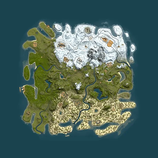 Rust map seed 1054739065, 5000x5000m top-down preview