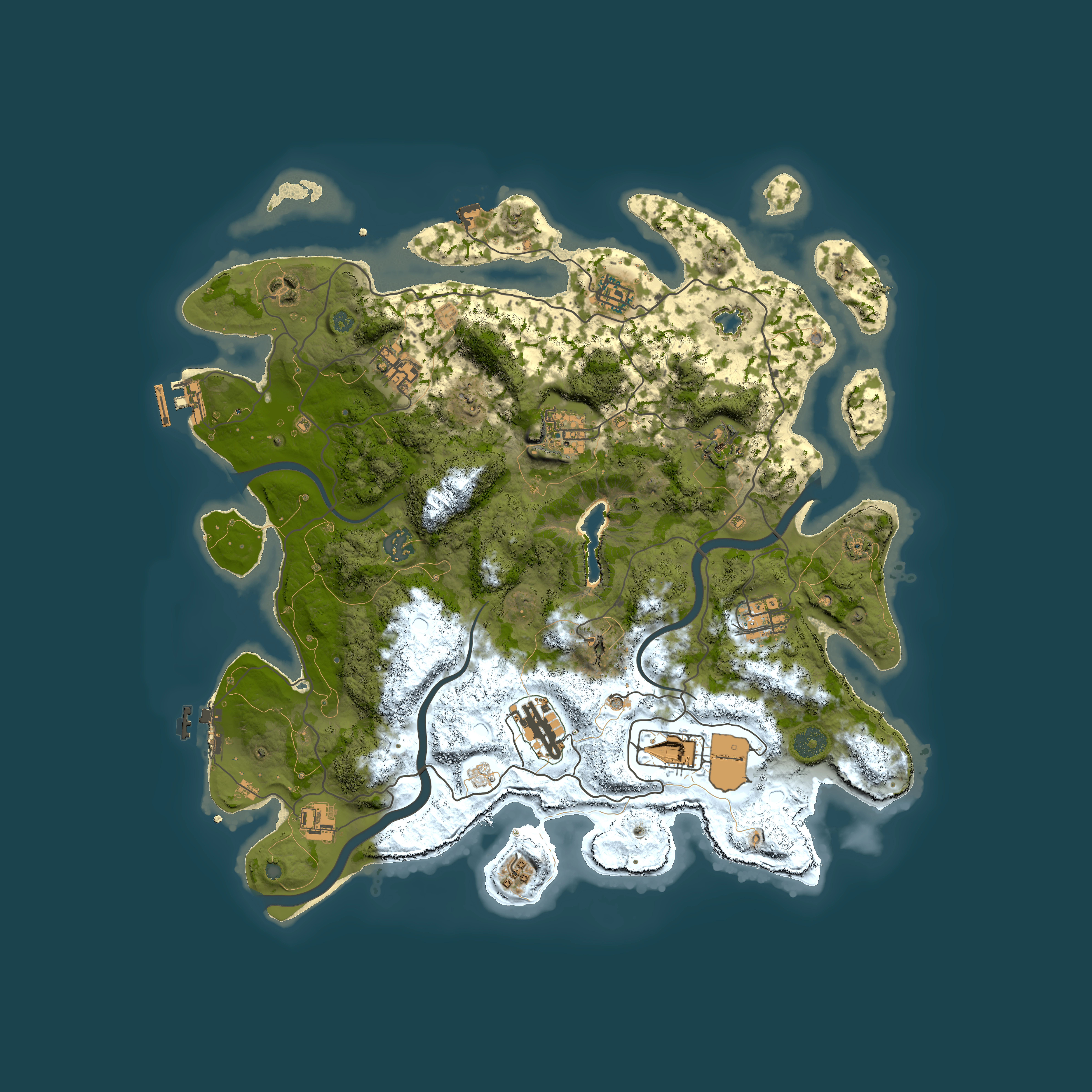 Full top-down render of Rust map seed 605165947, 4000x4000m