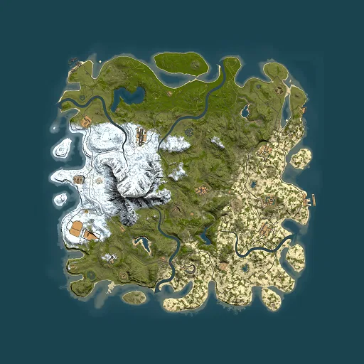 Rust map seed 1224739206, 5000x5000m top-down preview