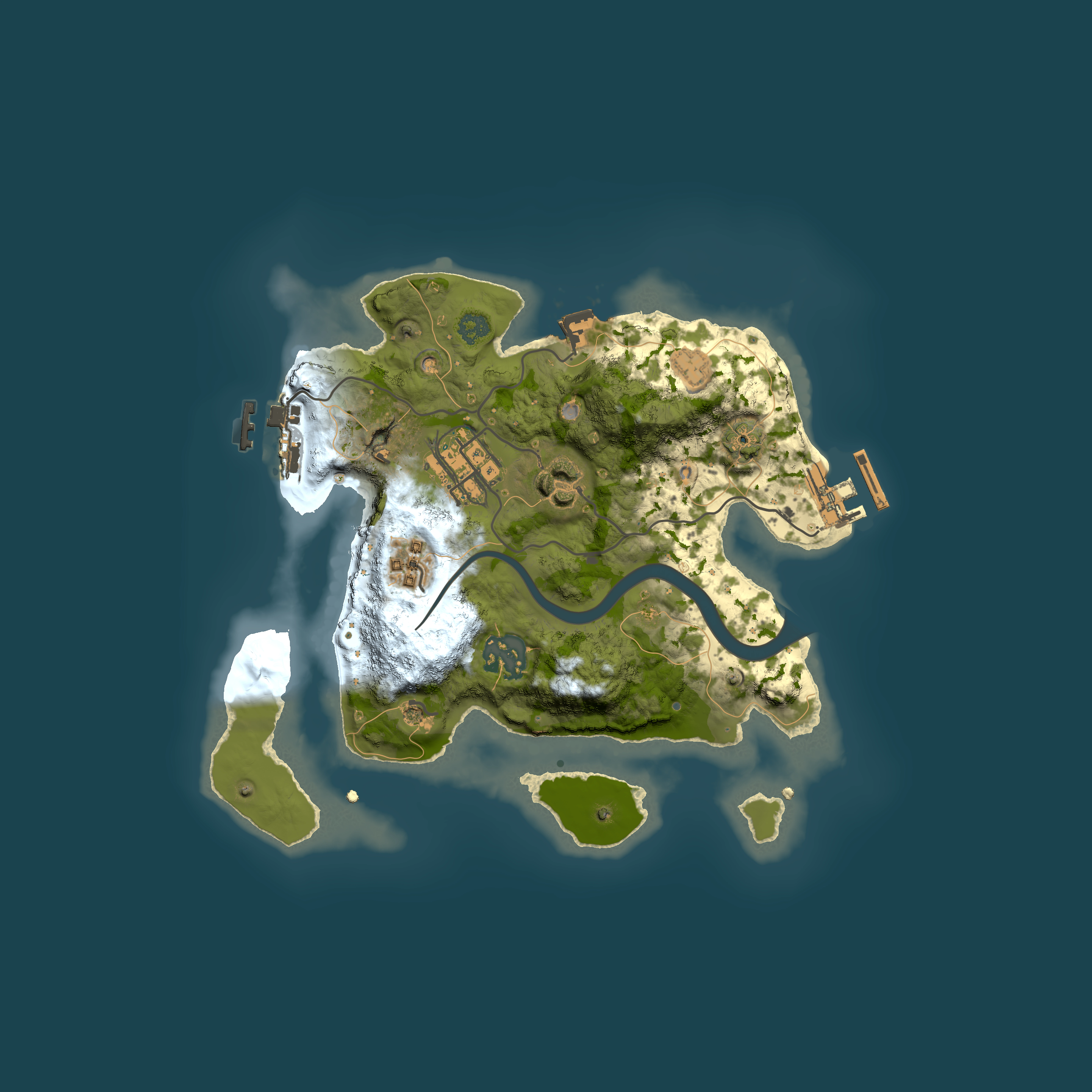Full top-down render of Rust map seed 1319704128, 2500x2500m