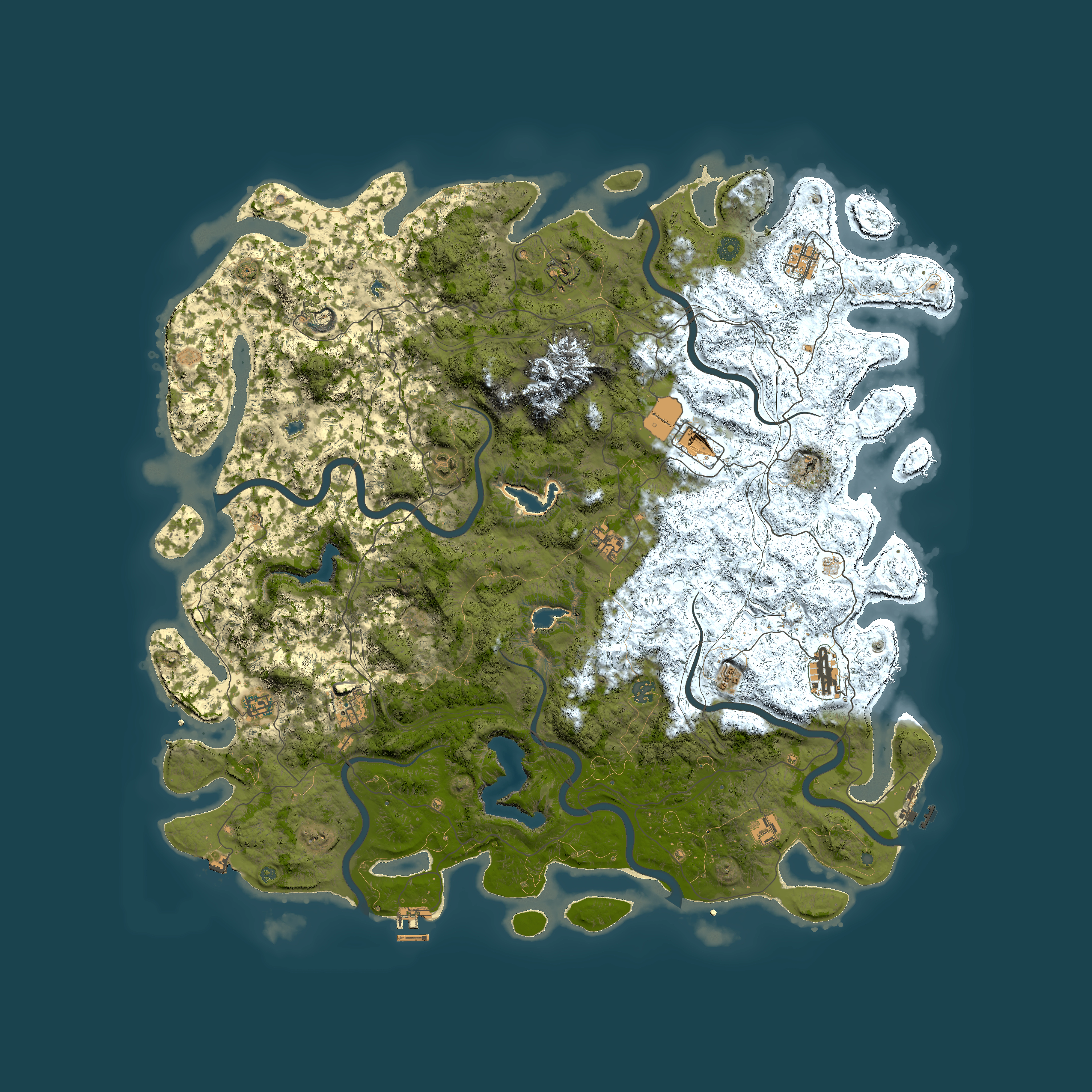 Full top-down render of Rust map seed 1492842309, 5500x5500m