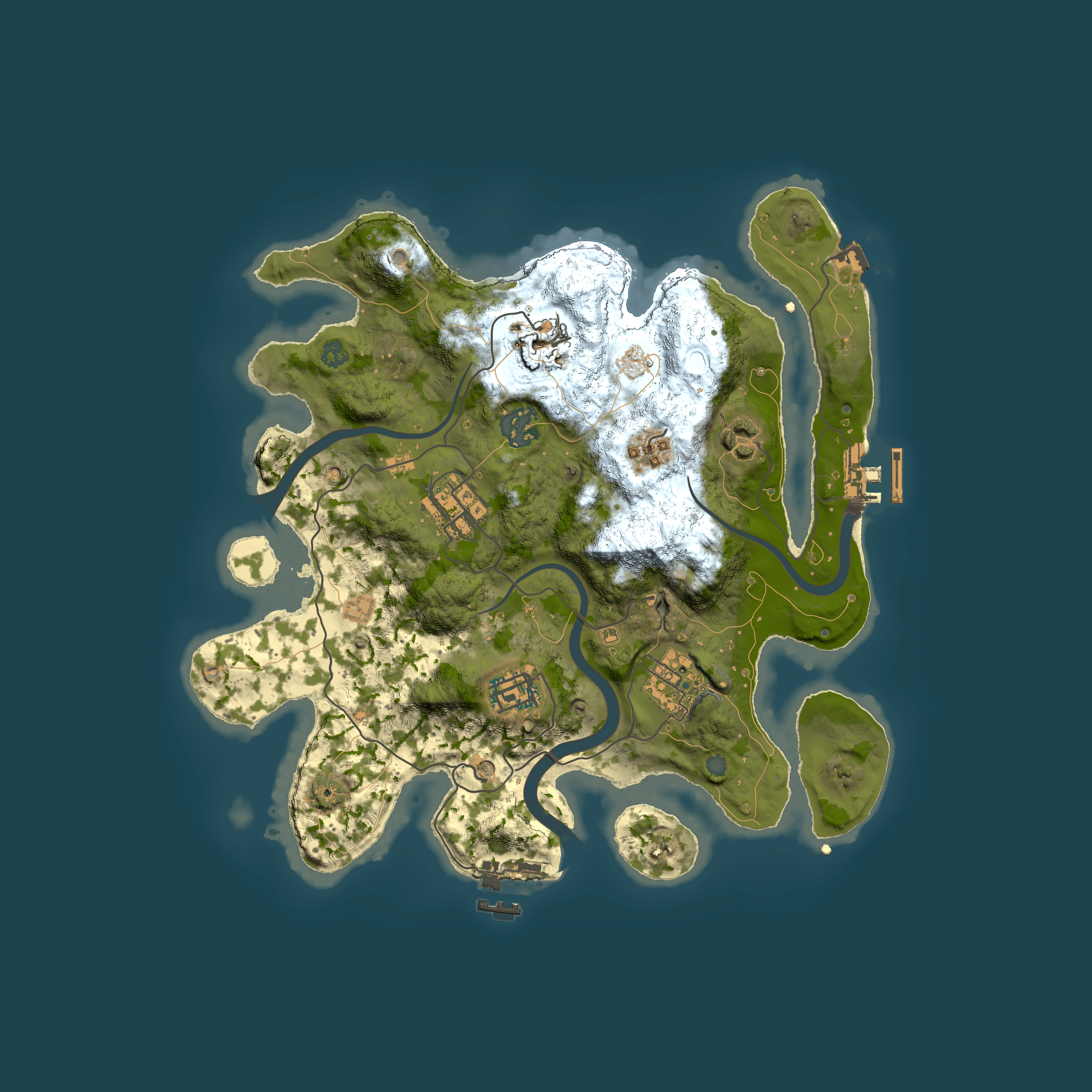 Full top-down render of Rust map seed 617150223, 3000x3000m