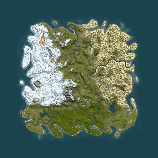 Rust map seed 2057897100, 6000x6000m top-down preview