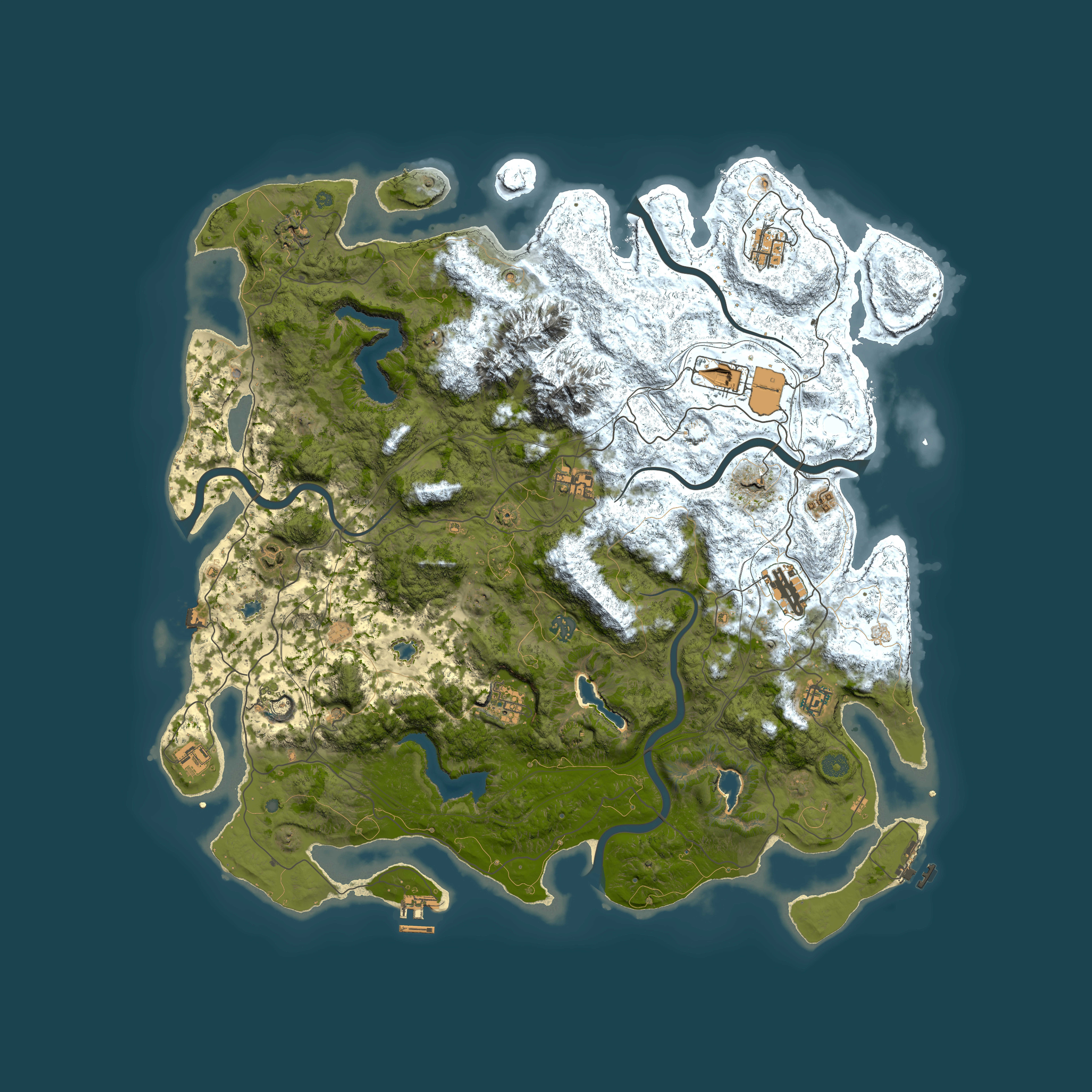 Full top-down render of Rust map seed 1934615062, 5000x5000m