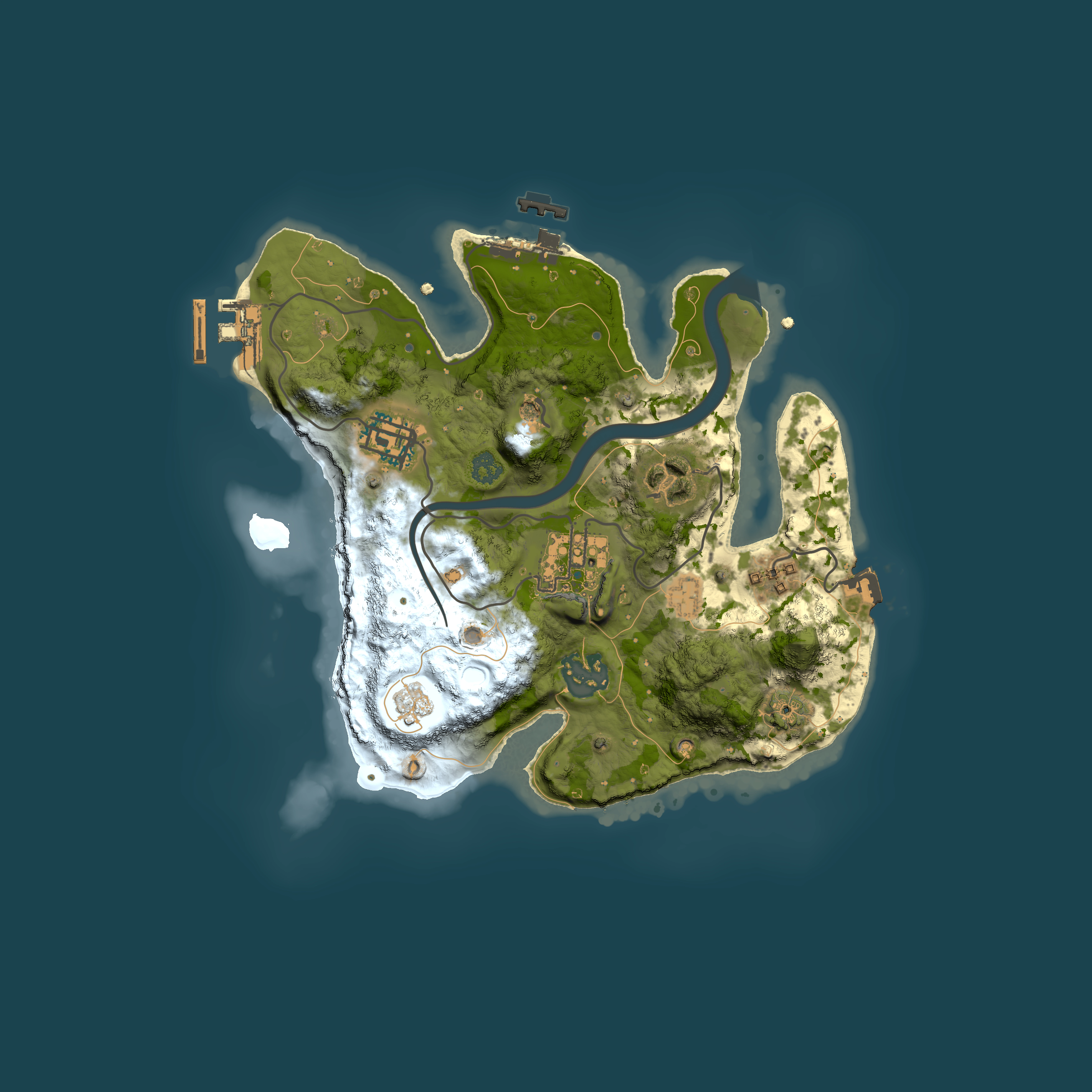 Full top-down render of Rust map seed 718785244, 2500x2500m