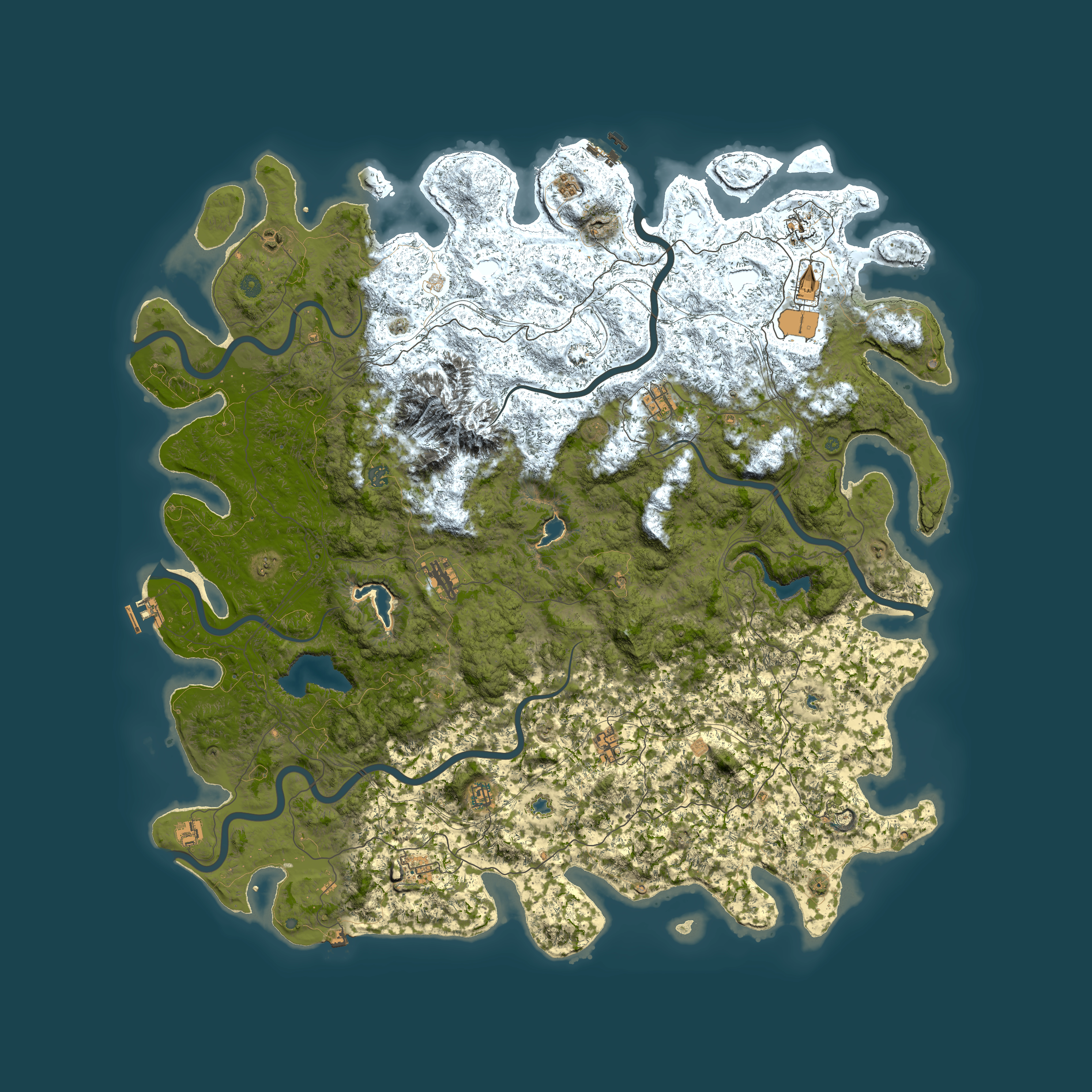 Full top-down render of Rust map seed 375930482, 6000x6000m