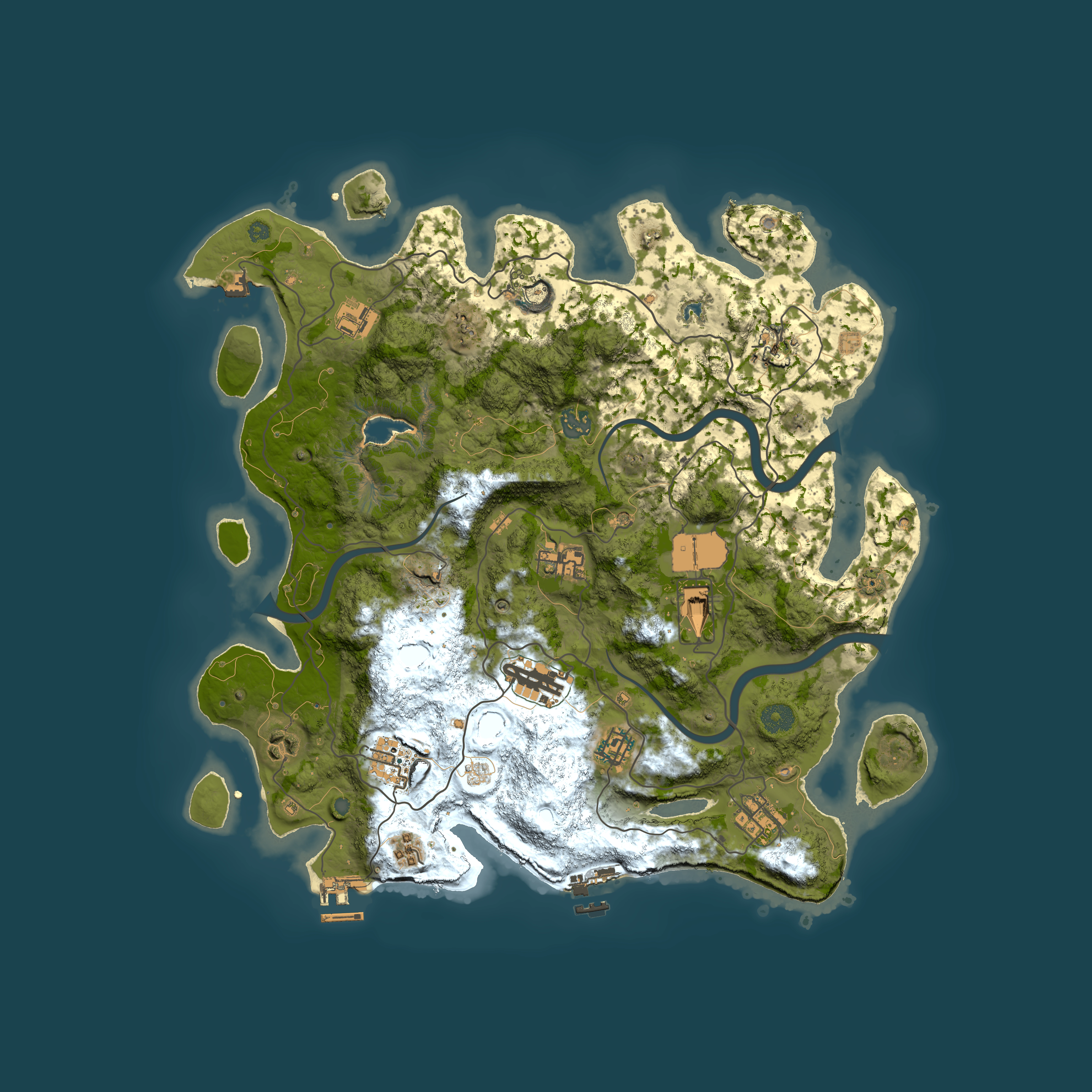 Full top-down render of Rust map seed 1074117647, 4000x4000m