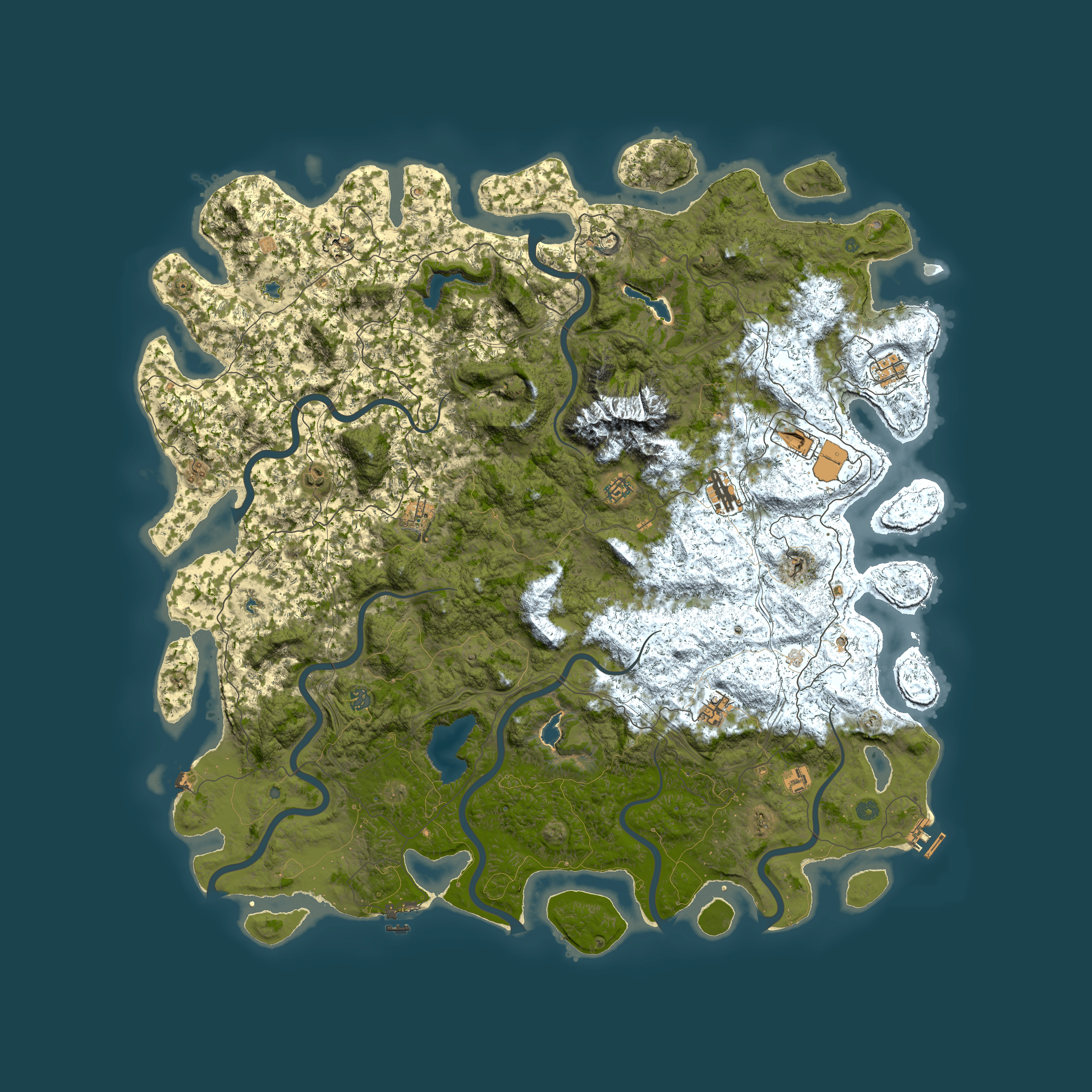 Full top-down render of Rust map seed 236795249, 6000x6000m