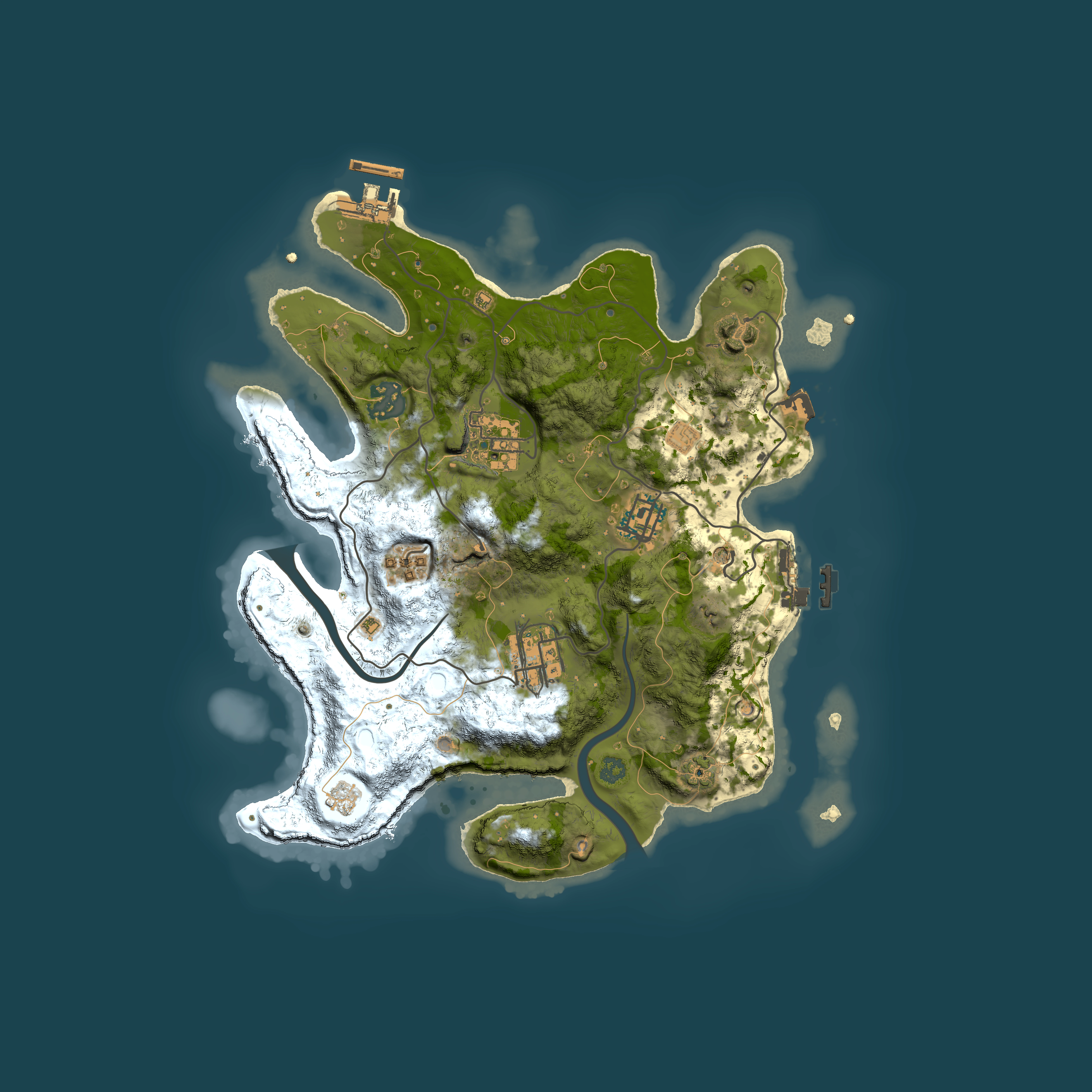 Full top-down render of Rust map seed 47866864, 3000x3000m