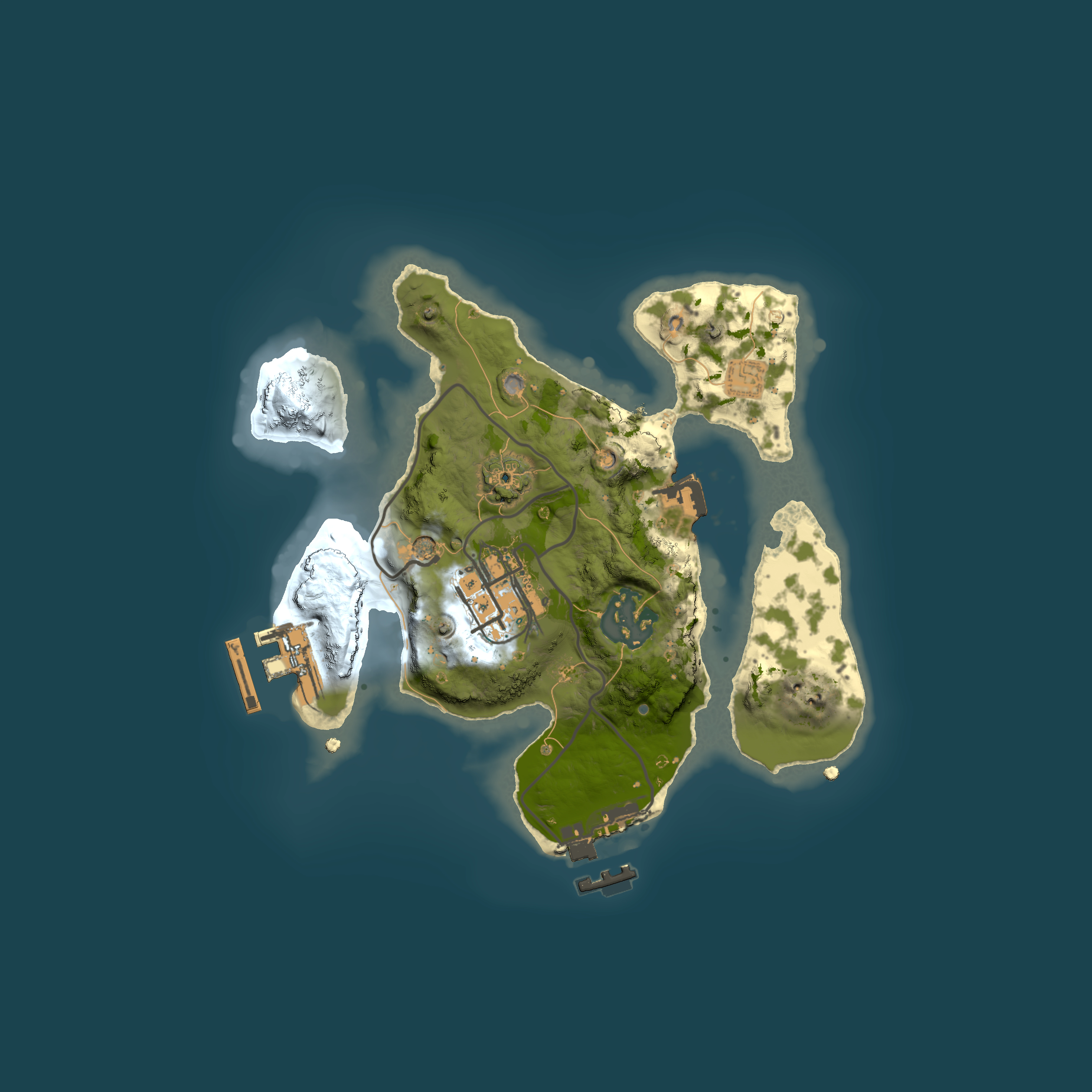 Full top-down render of Rust map seed 291262218, 2000x2000m