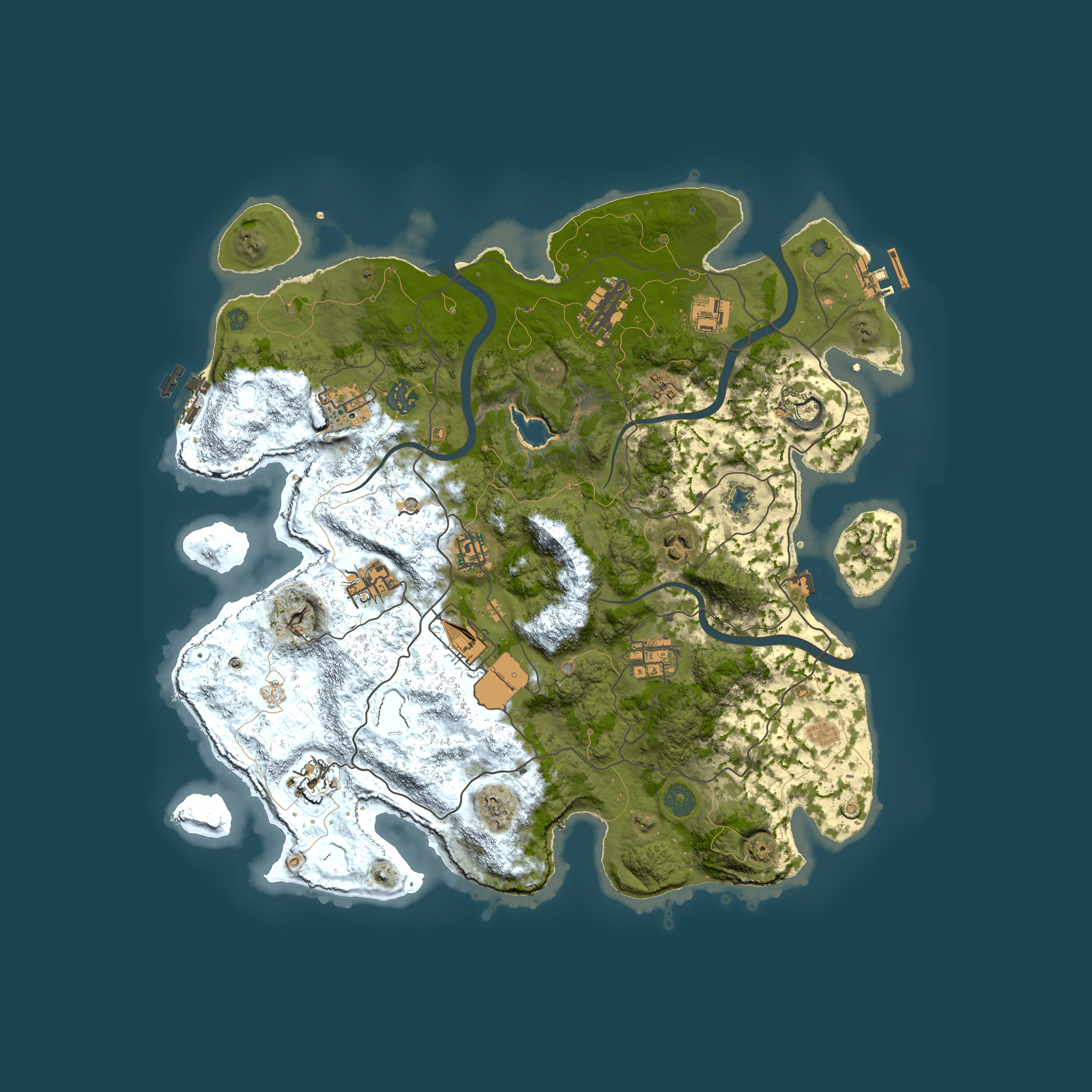 Full top-down render of Rust map seed 1640072433, 4000x4000m