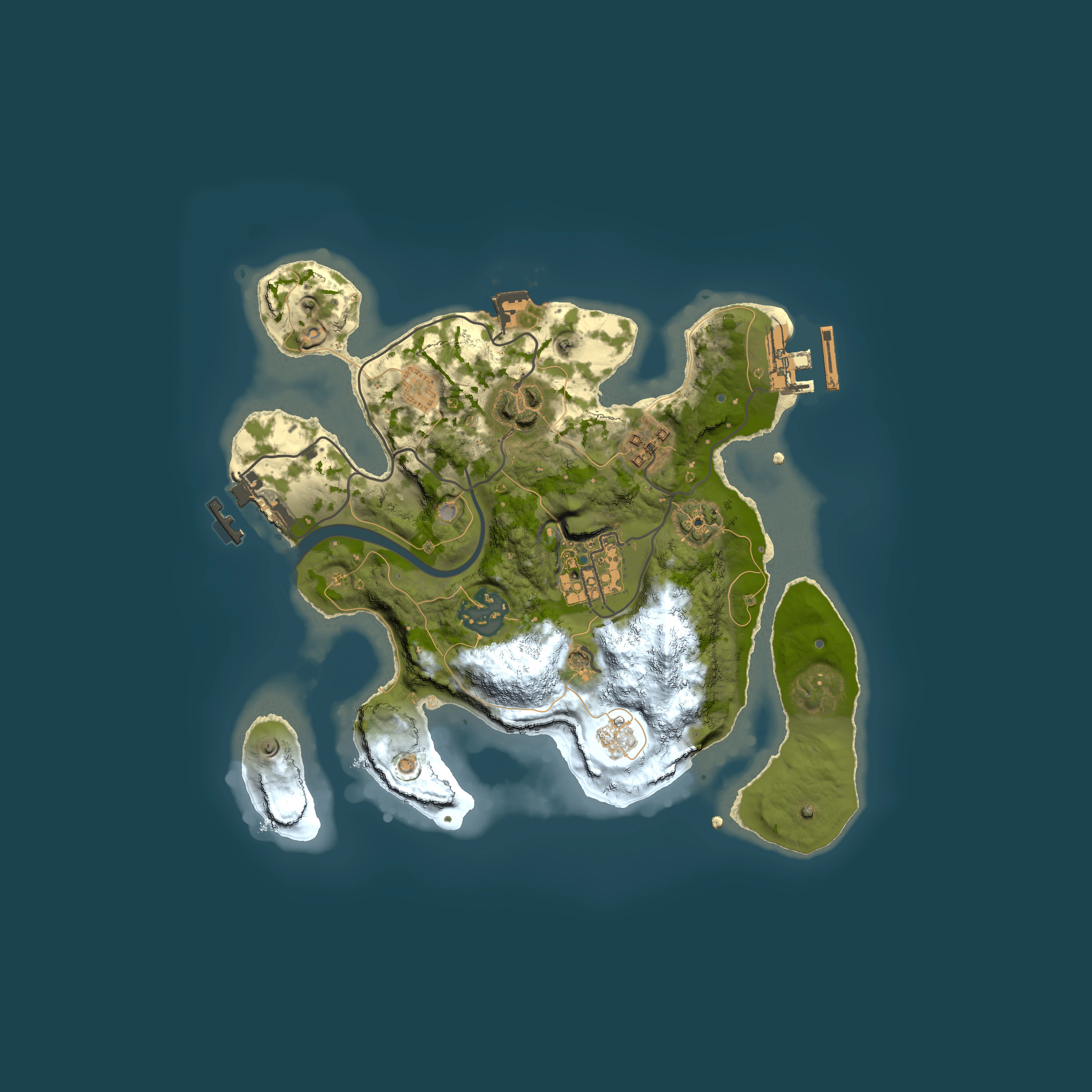 Full top-down render of Rust map seed 1296991167, 2500x2500m