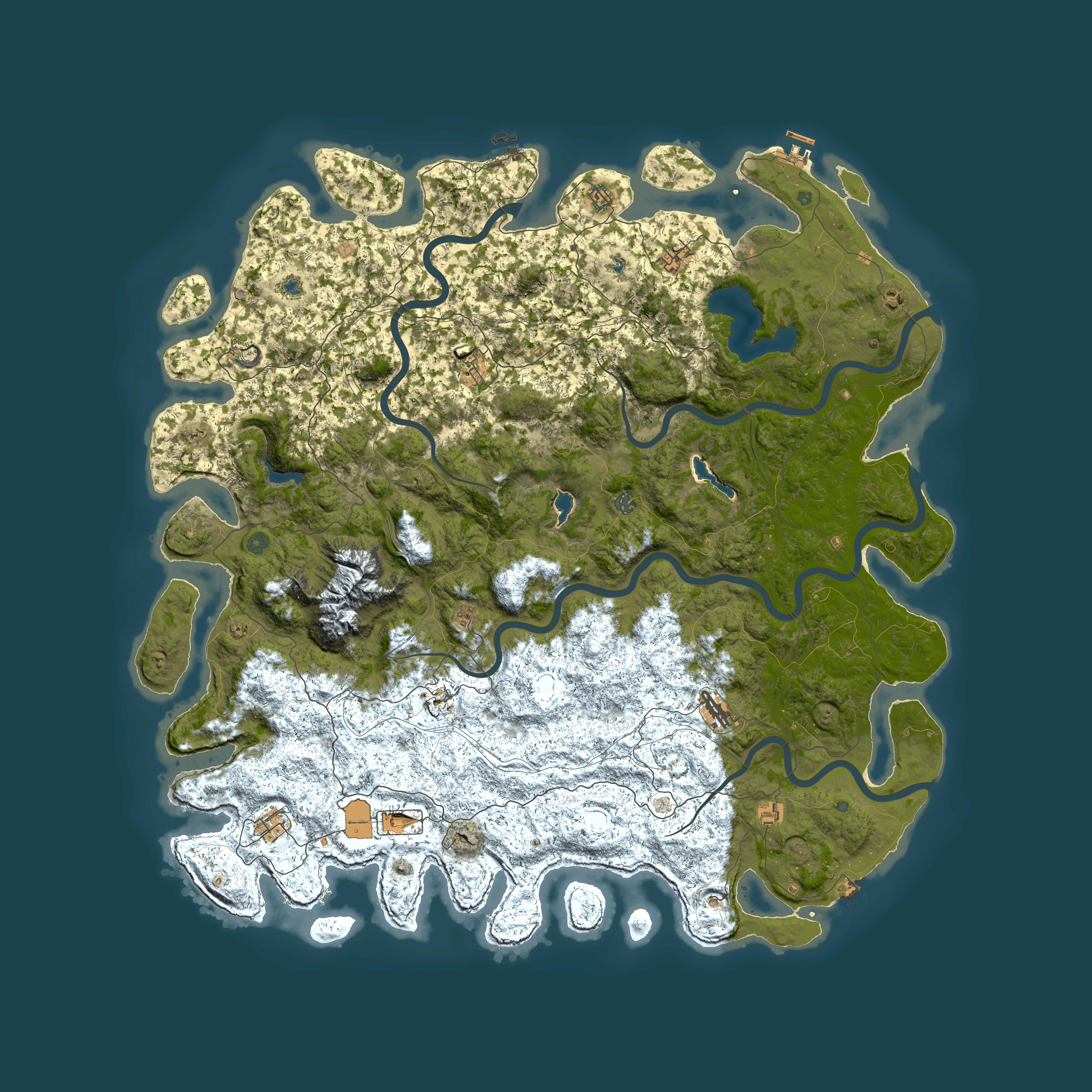 Full top-down render of Rust map seed 164680975, 6000x6000m
