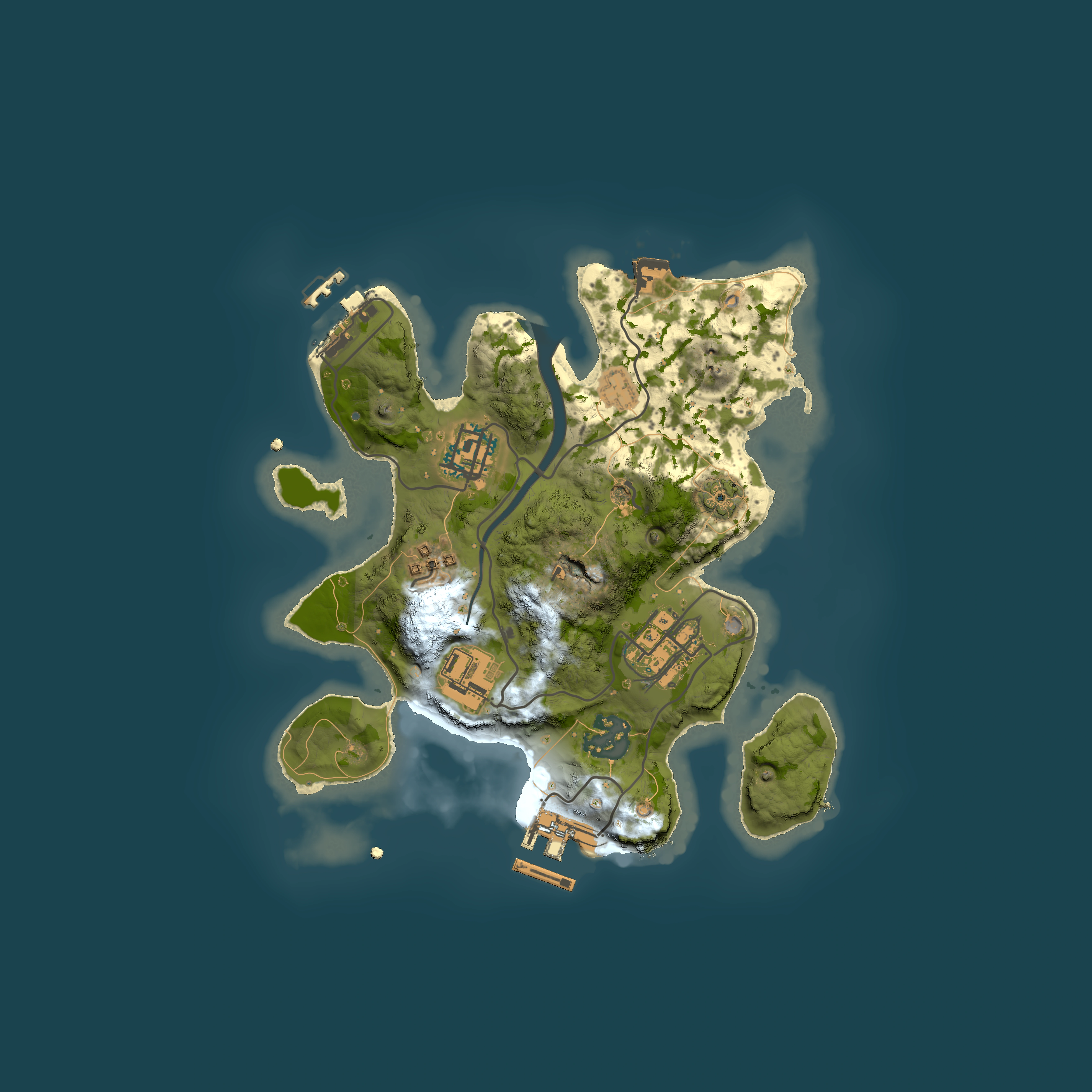 Full top-down render of Rust map seed 1932657070, 2500x2500m