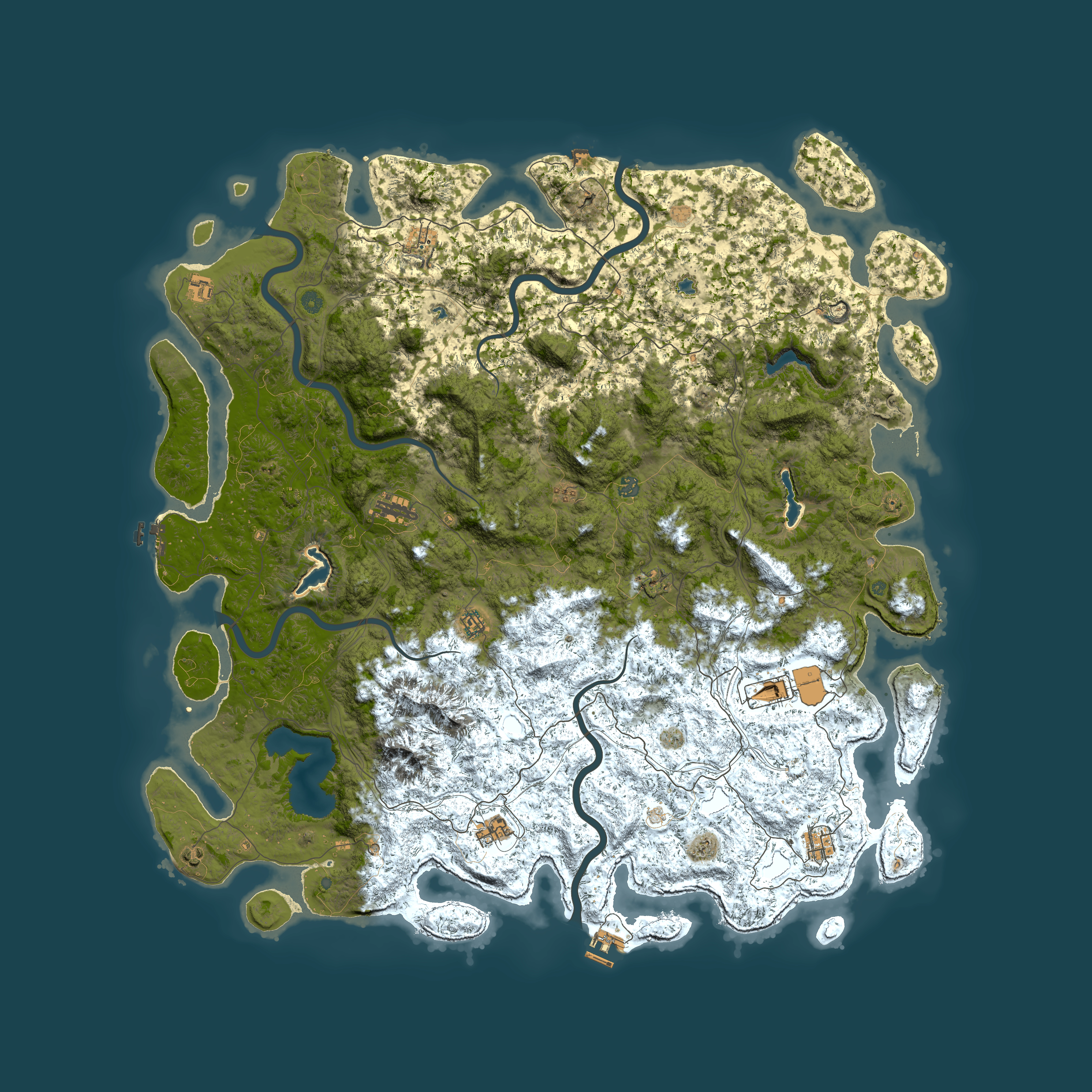 Full top-down render of Rust map seed 1160063706, 6000x6000m