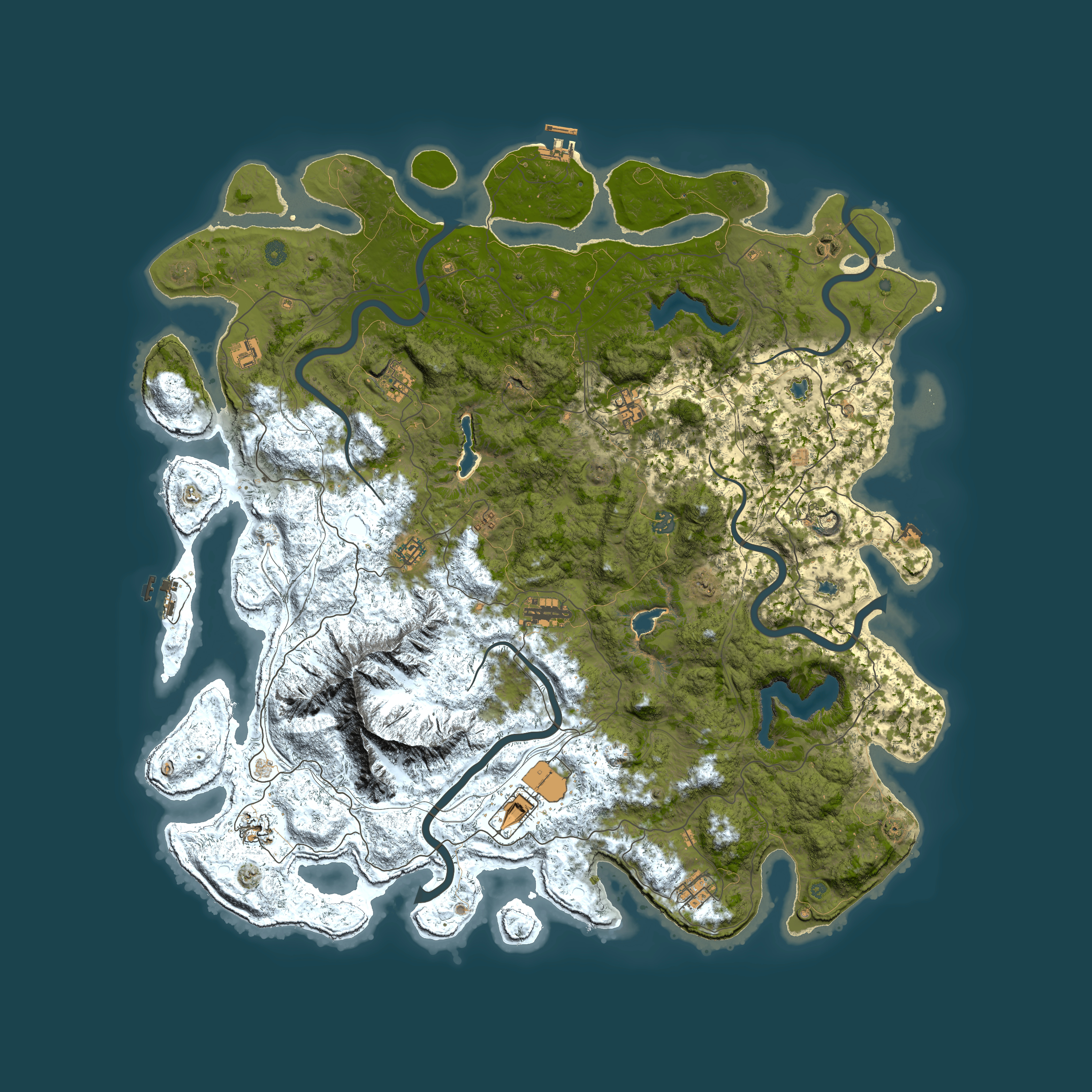 Full top-down render of Rust map seed 132604222, 5500x5500m