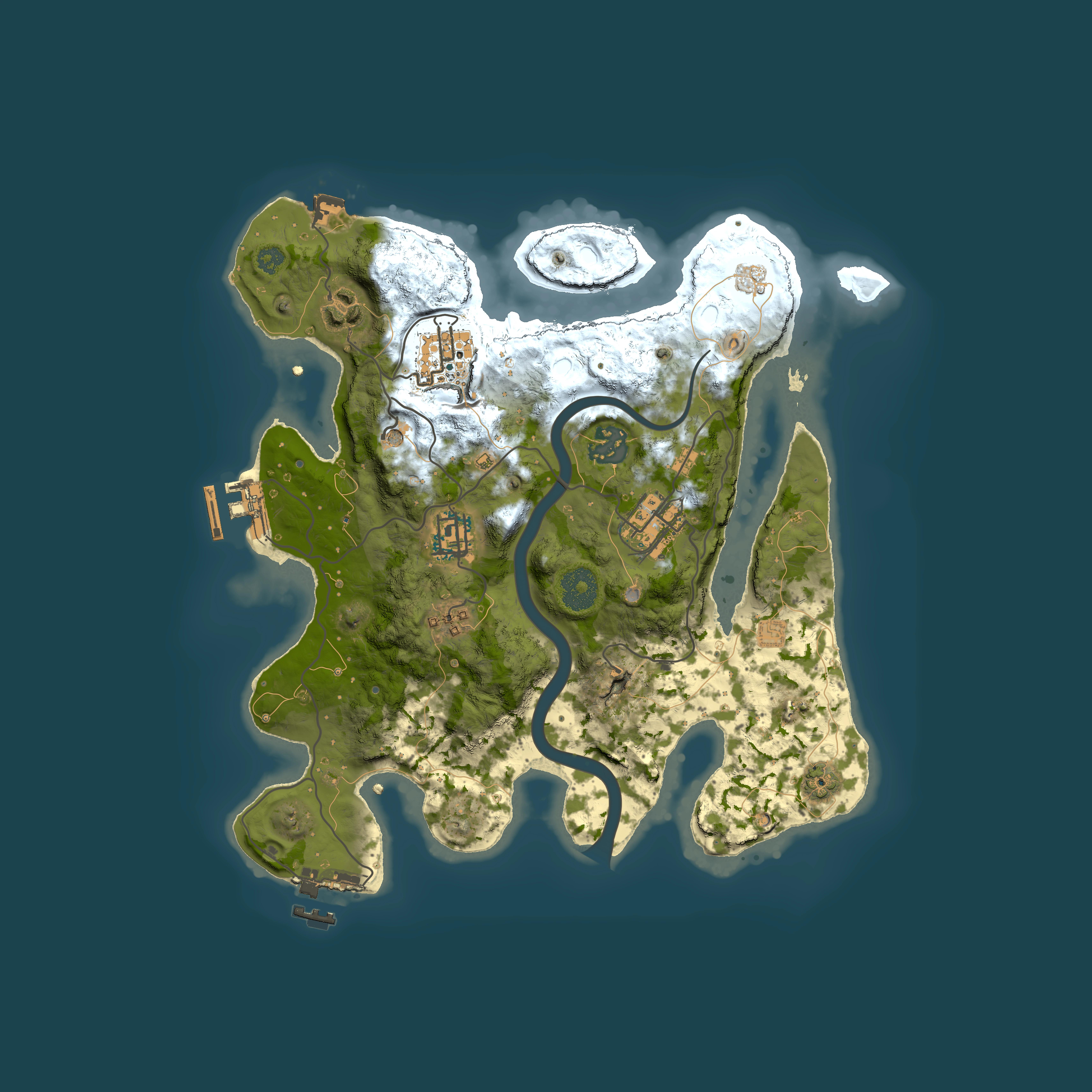 Full top-down render of Rust map seed 717485905, 3000x3000m