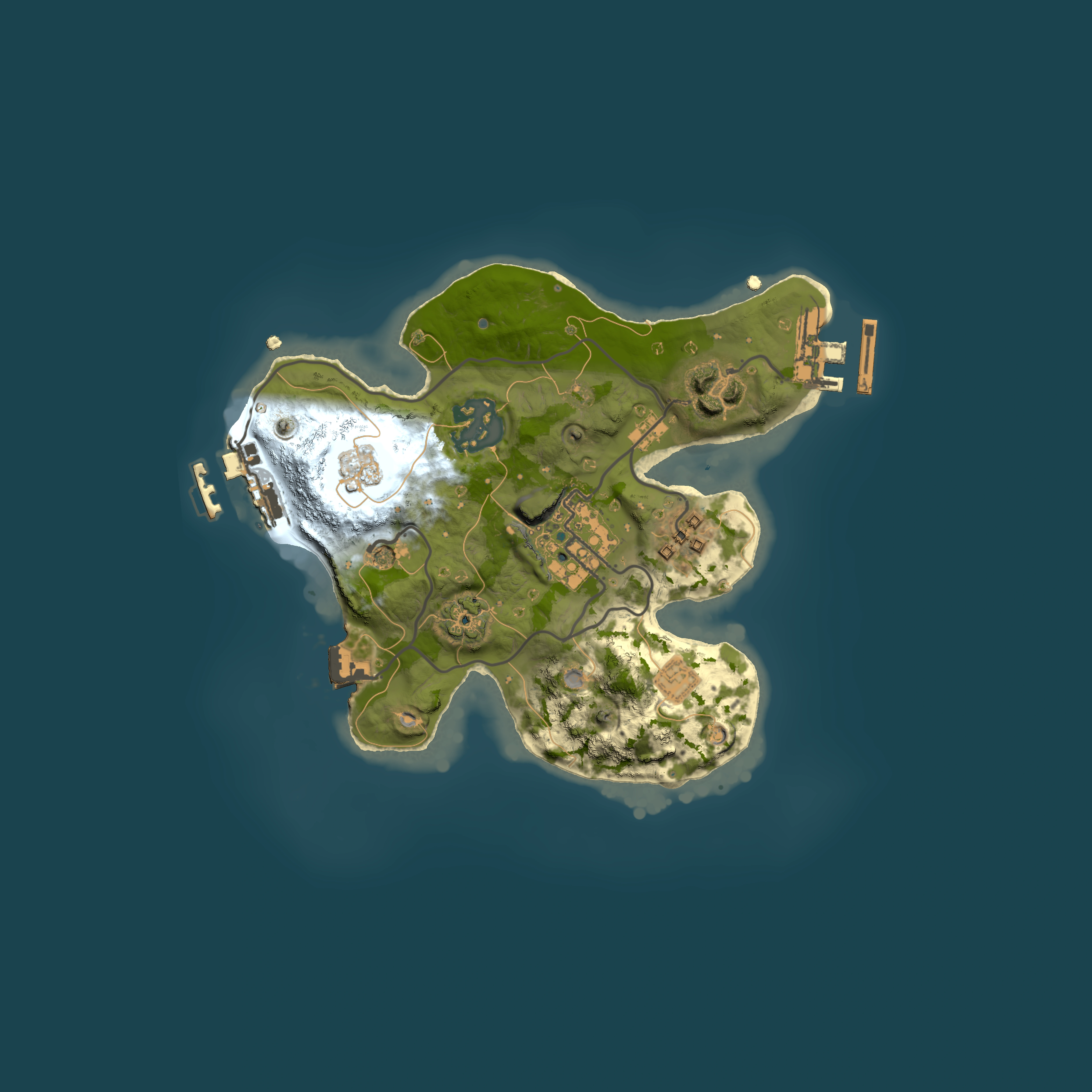 Full top-down render of Rust map seed 1677383706, 2000x2000m