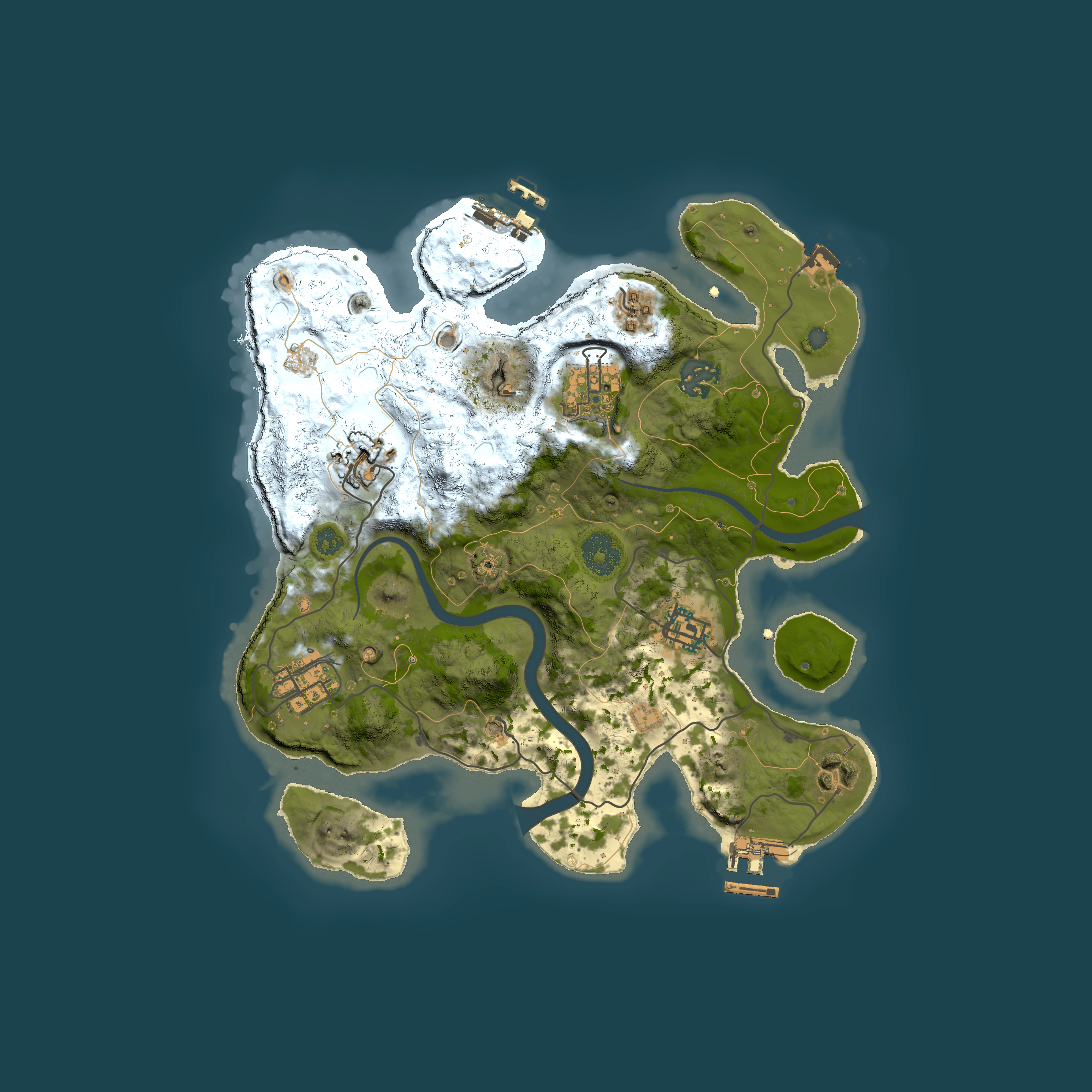 Full top-down render of Rust map seed 1936040841, 3000x3000m