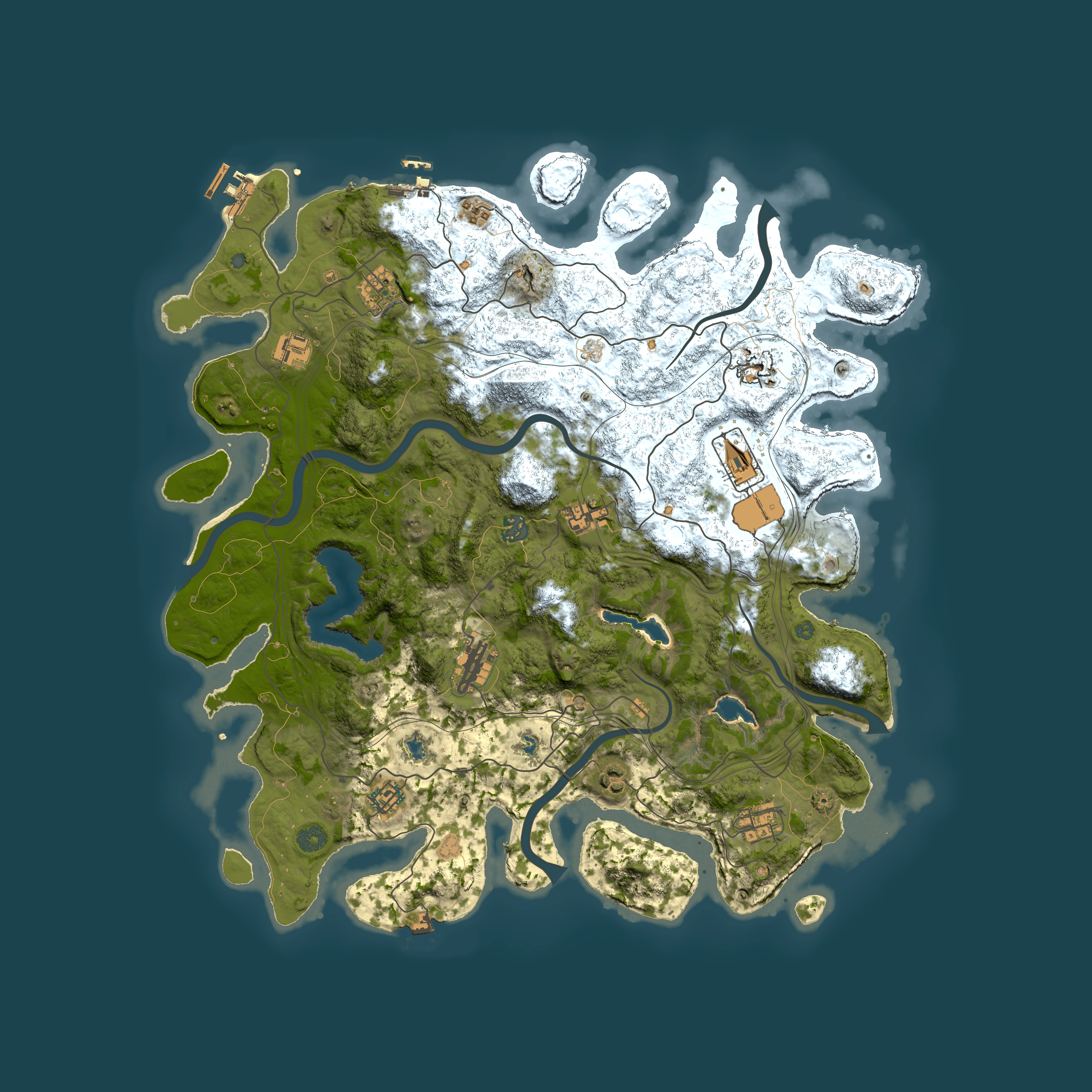 Full top-down render of Rust map seed 242394858, 4500x4500m