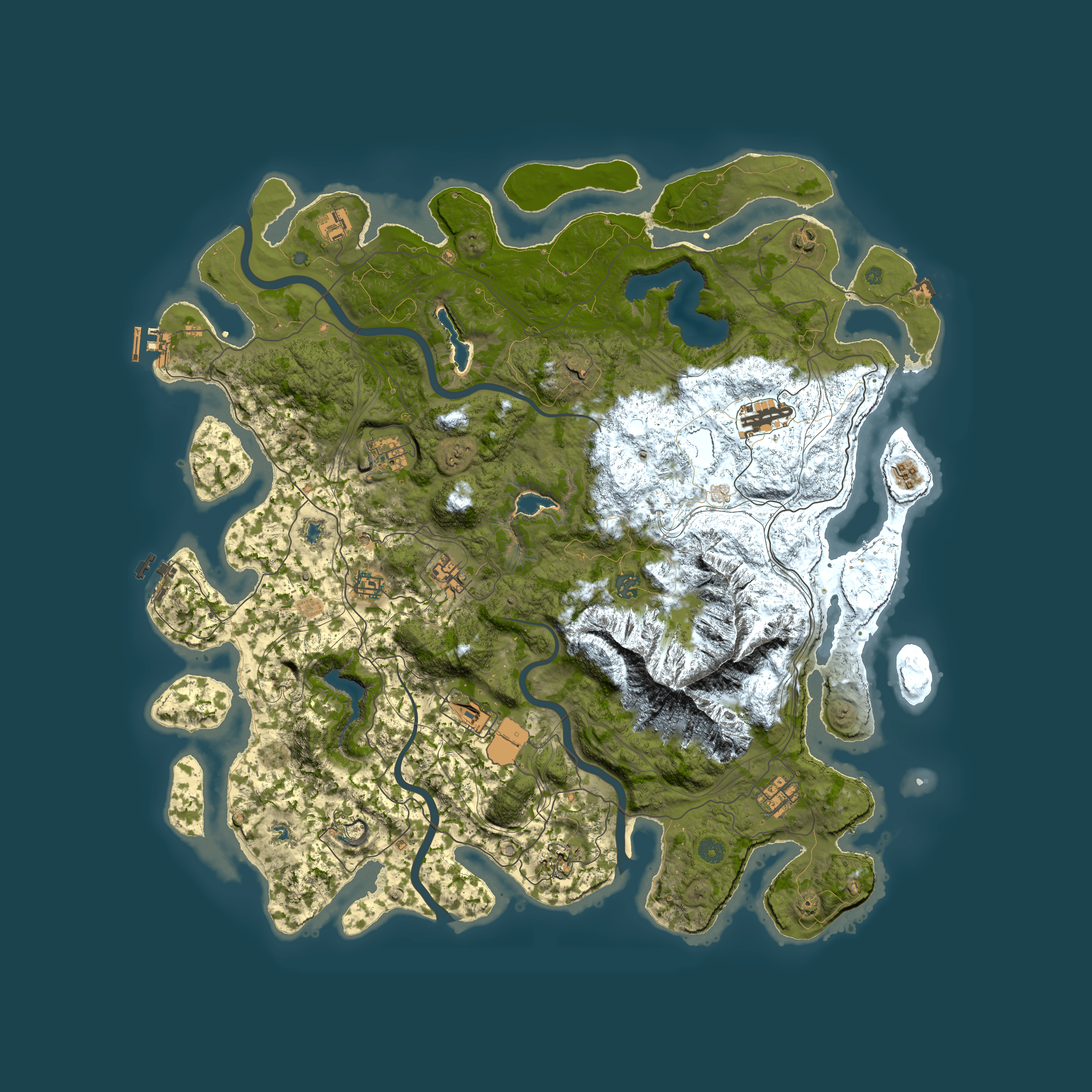 Full top-down render of Rust map seed 594683866, 5000x5000m