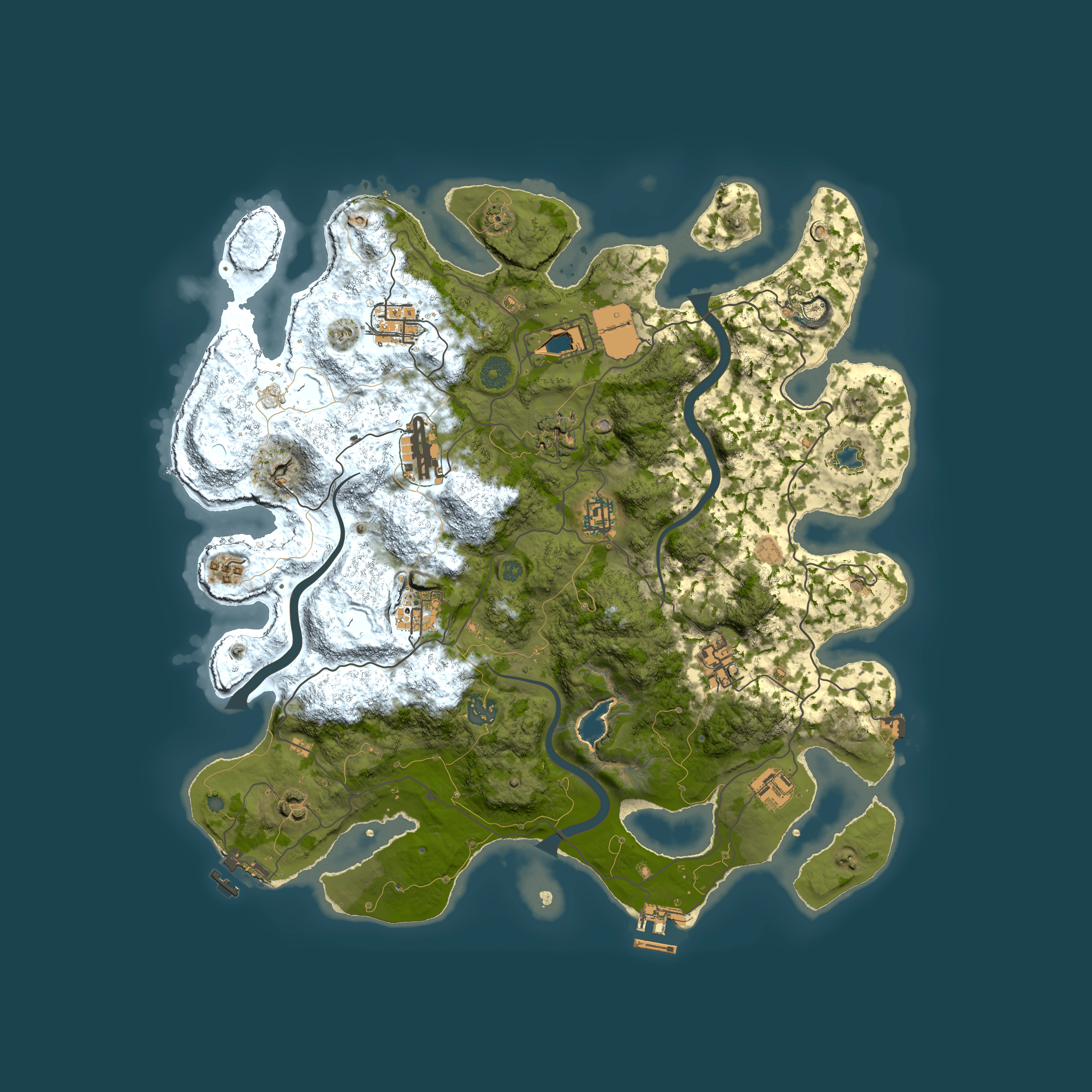 Full top-down render of Rust map seed 1445296949, 4000x4000m