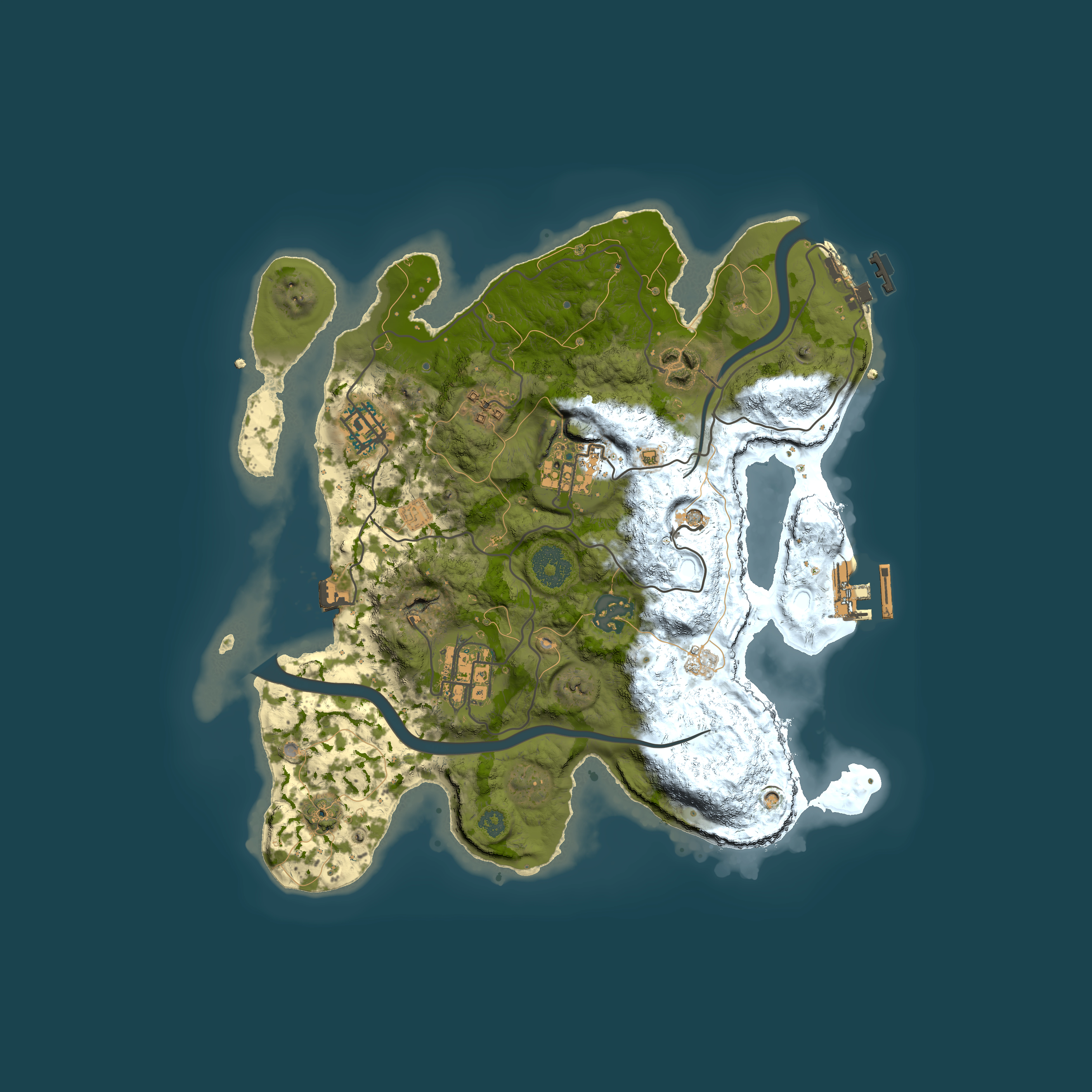 Full top-down render of Rust map seed 926658823, 3000x3000m