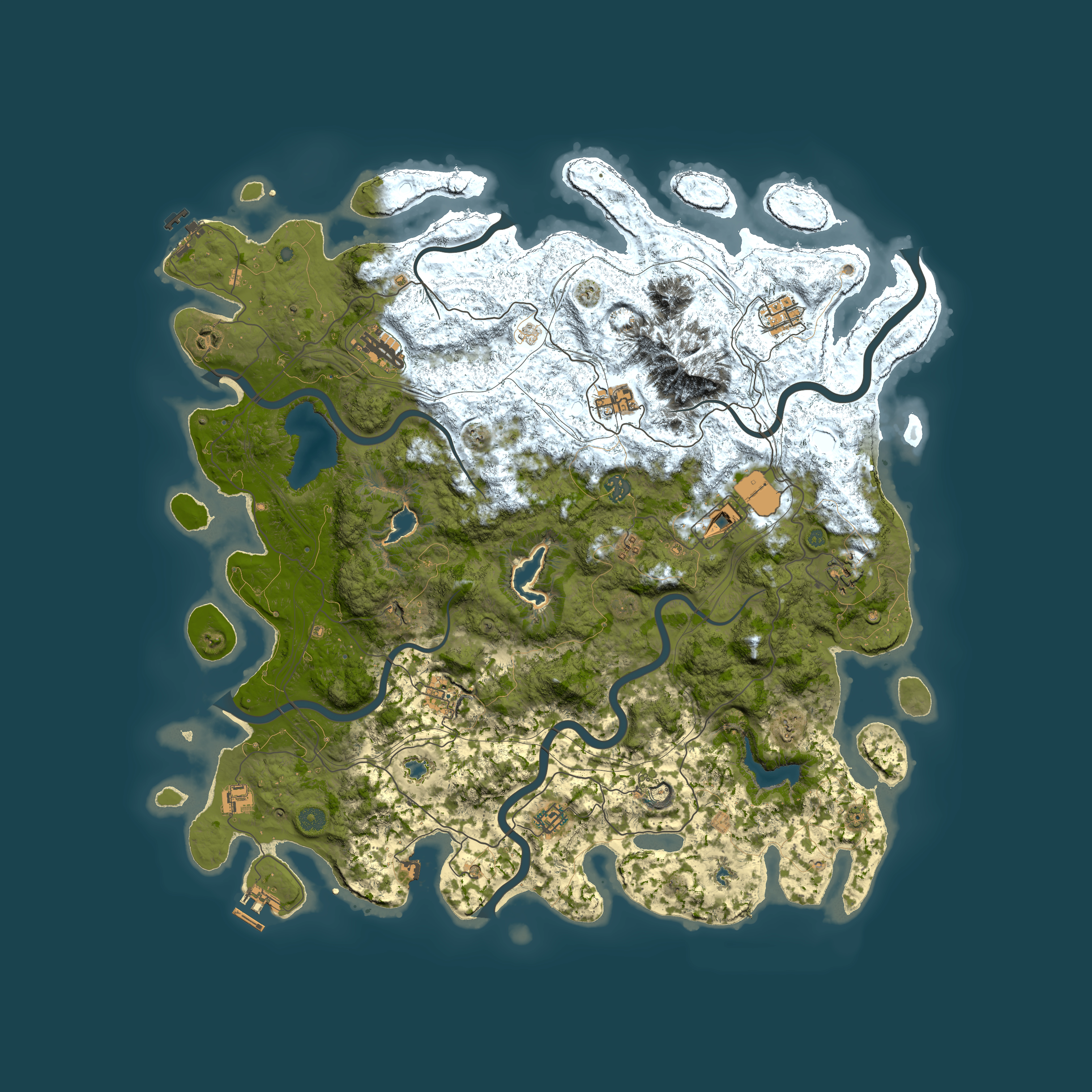 Full top-down render of Rust map seed 1891812991, 5000x5000m