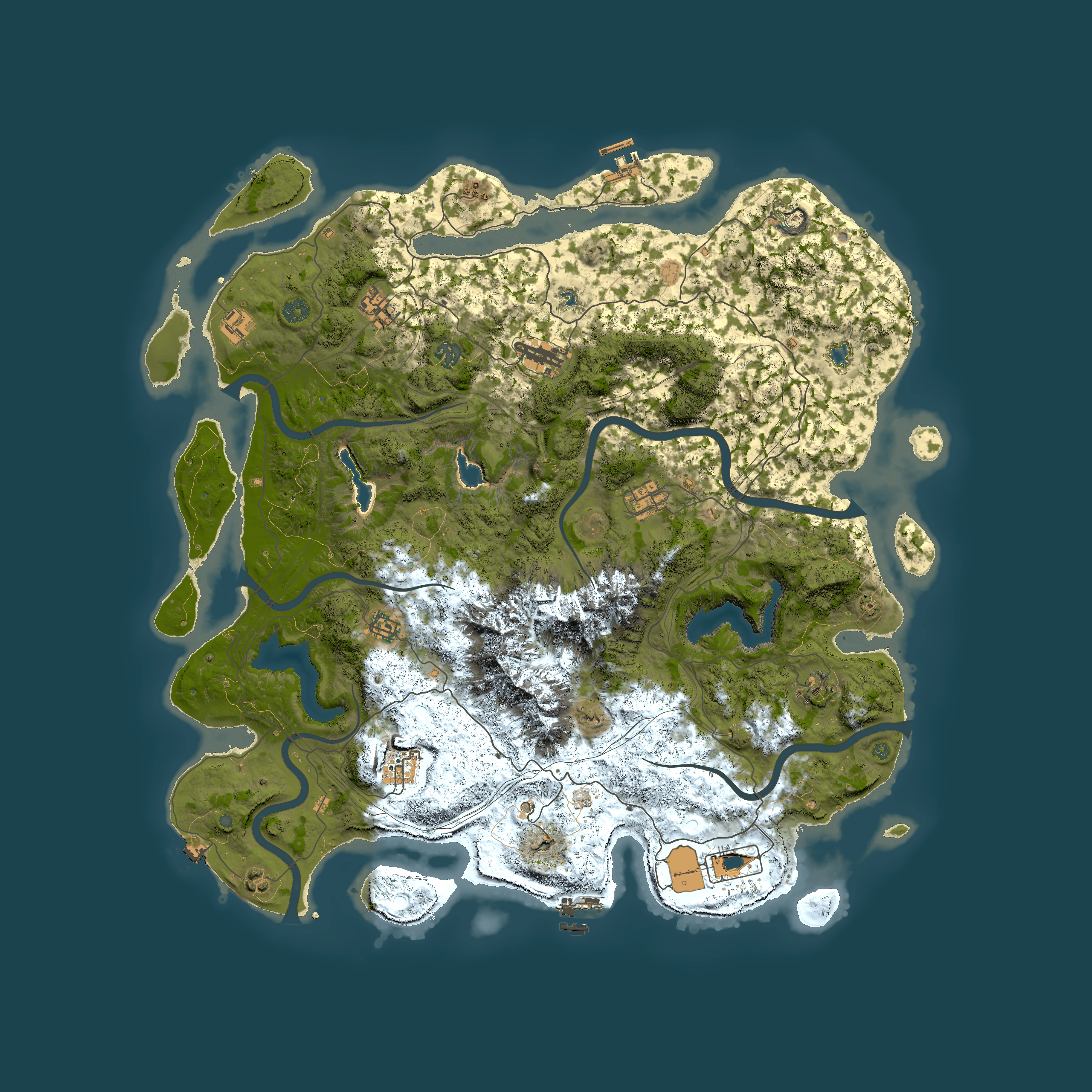 Full top-down render of Rust map seed 84953379, 5000x5000m